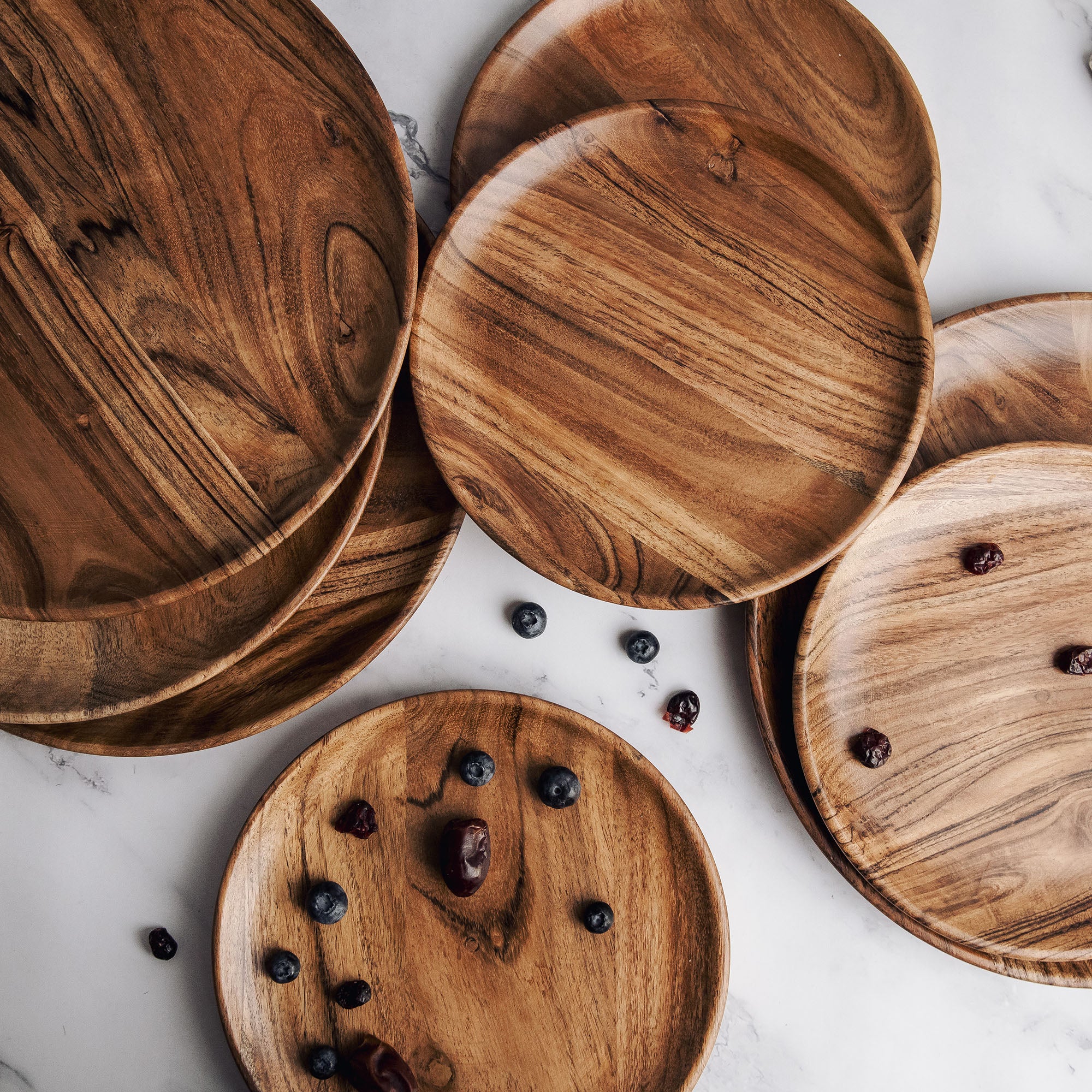 Dune Acacia Plates Set of 4 Small and 4 Large