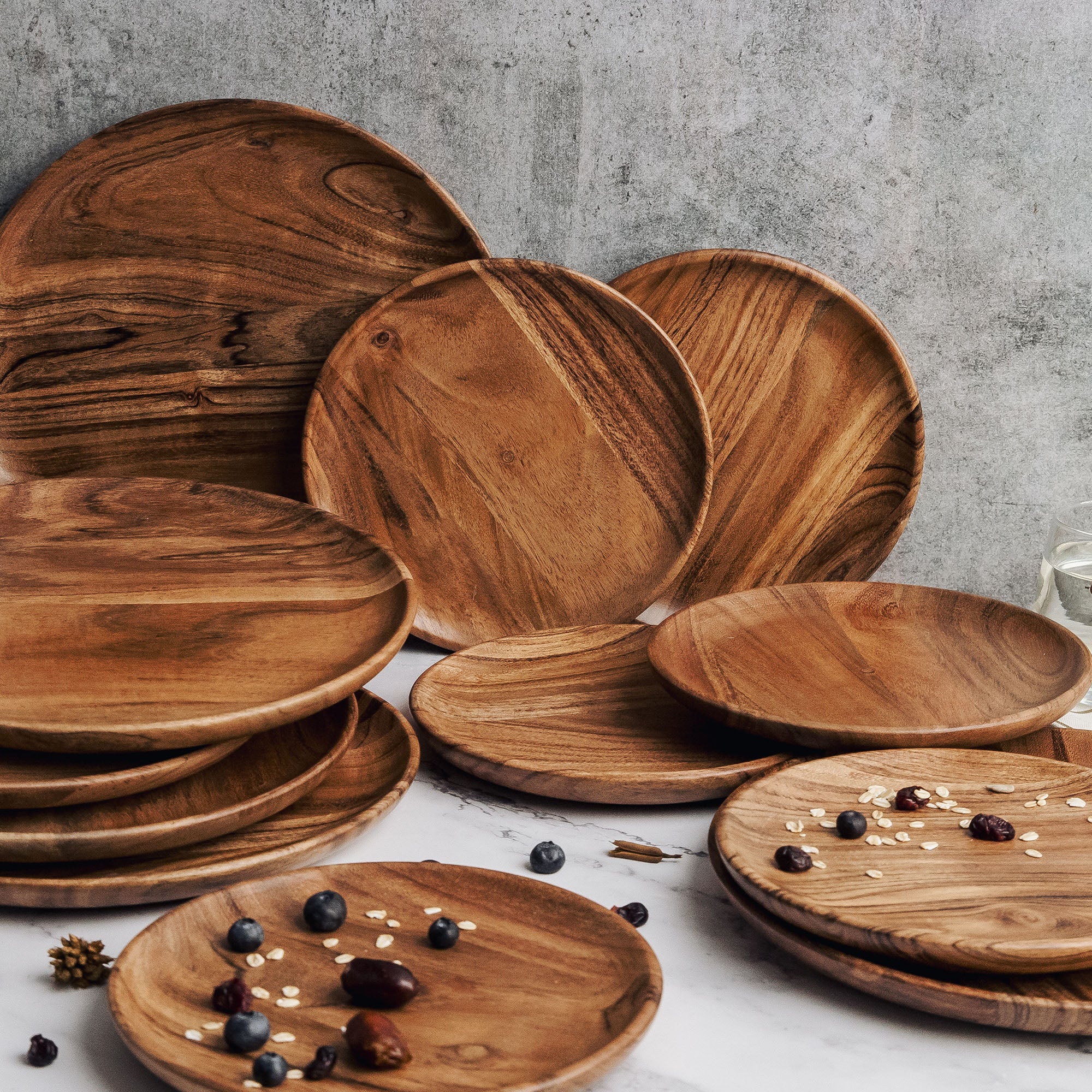 Dune Acacia Plates Set of 6 Small and 6 Large