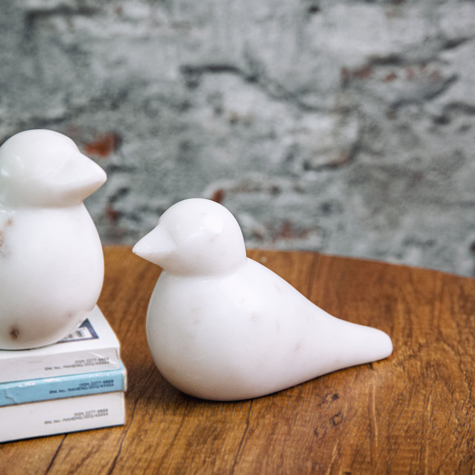 White Marble Bird Décor Accent - Set of 2