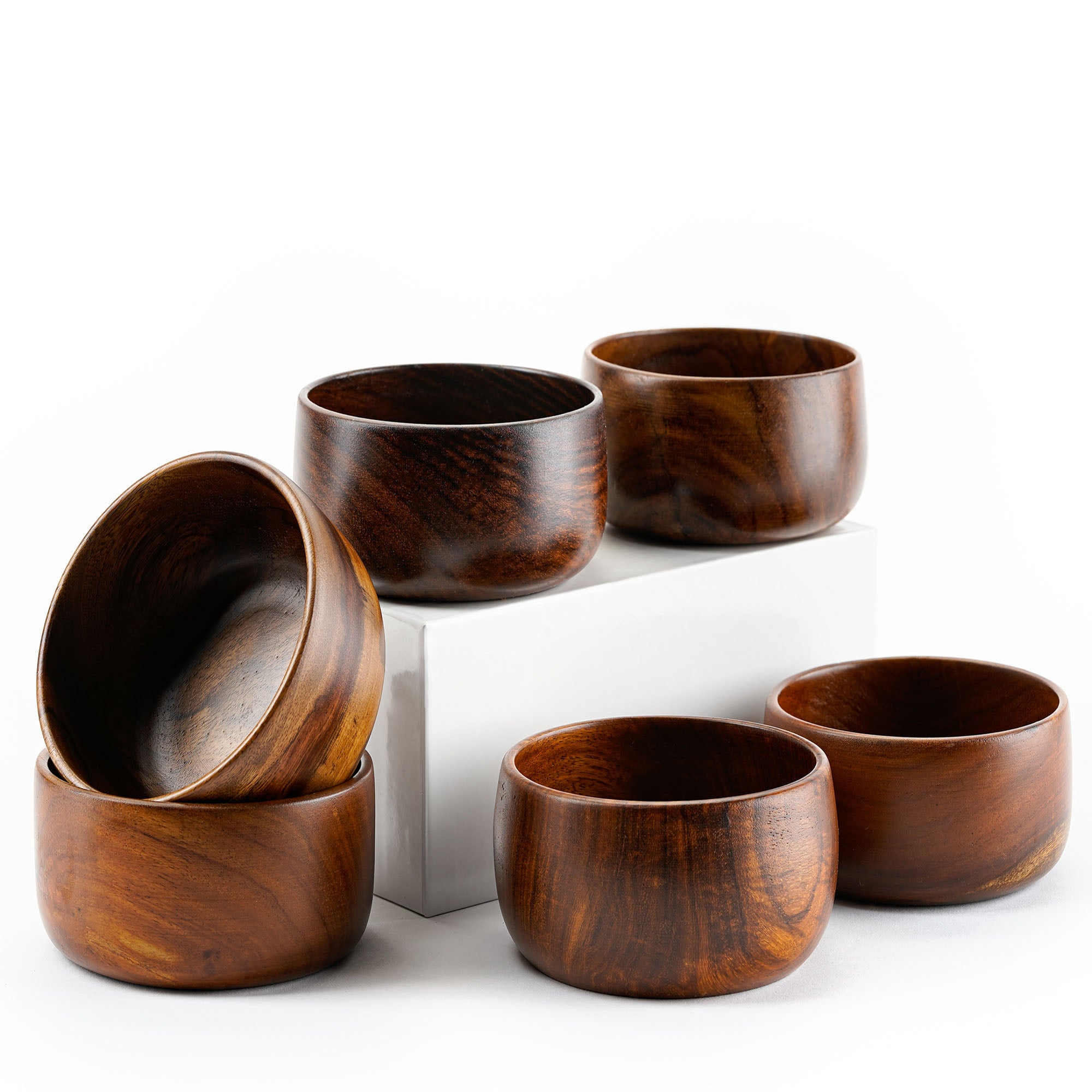BARO WOODEN BOWLS- SMALL SET OF 6