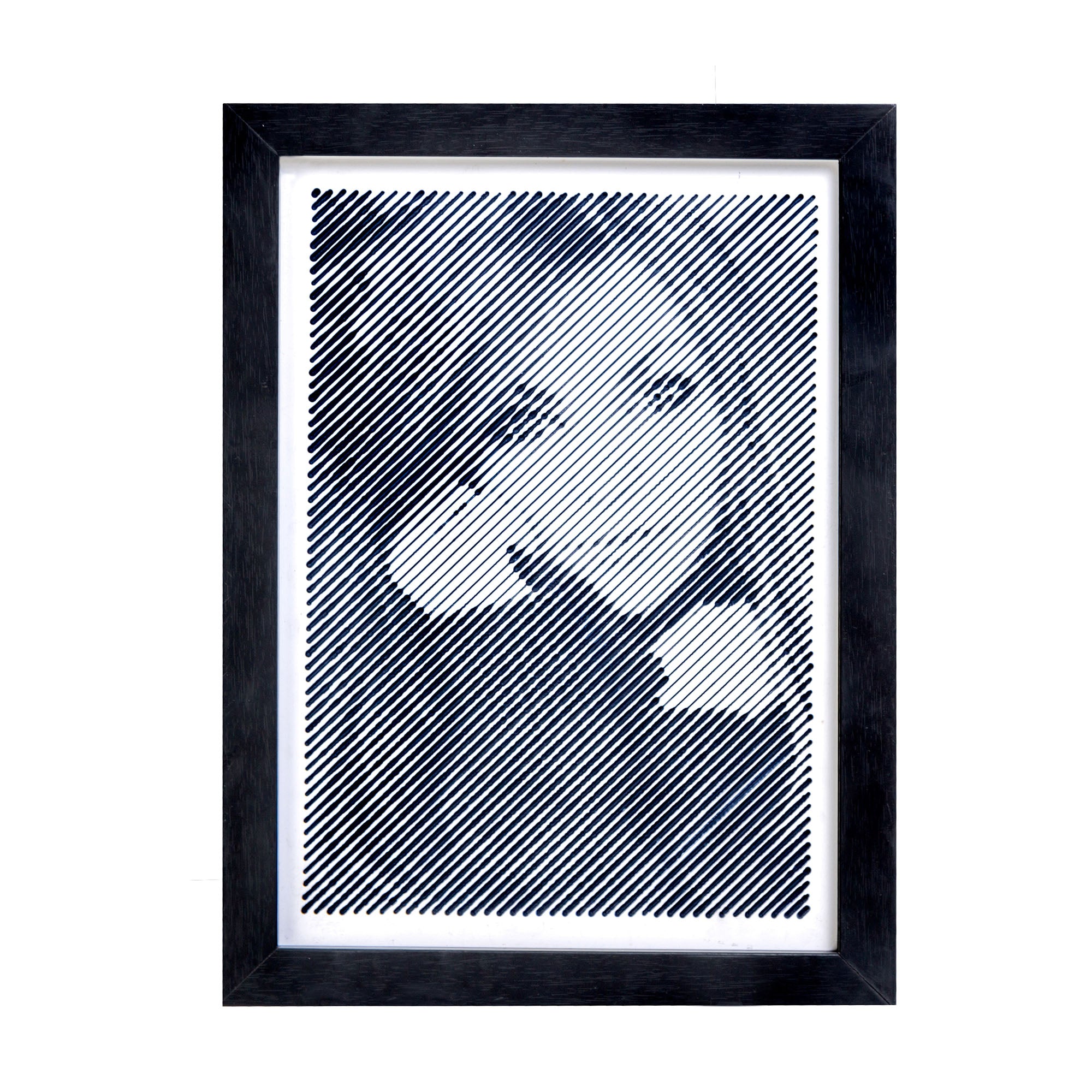 Black & White portrait with diagonal line engraving