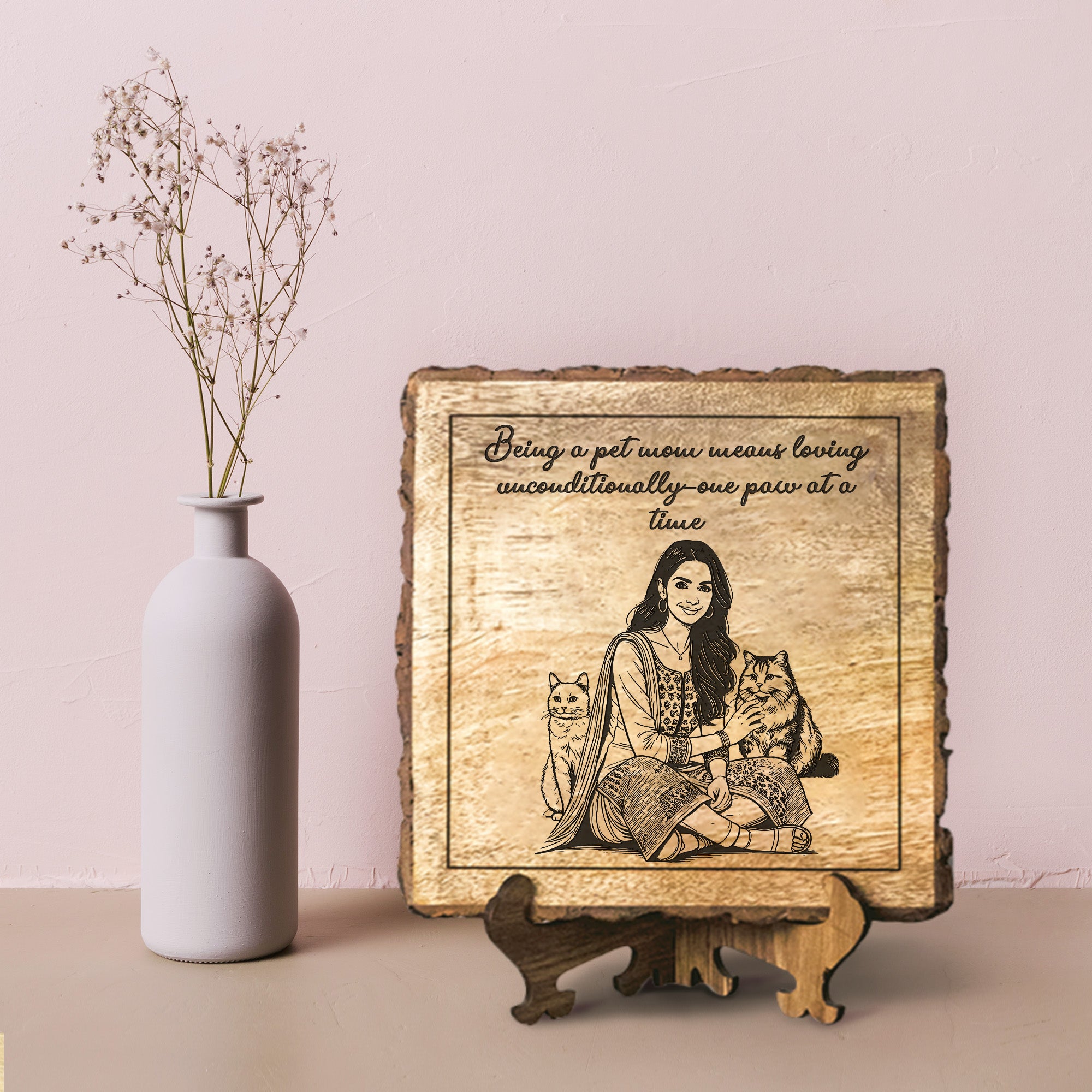 Handcrafted Mango Wood Personalized plaque-Mother's day Gift