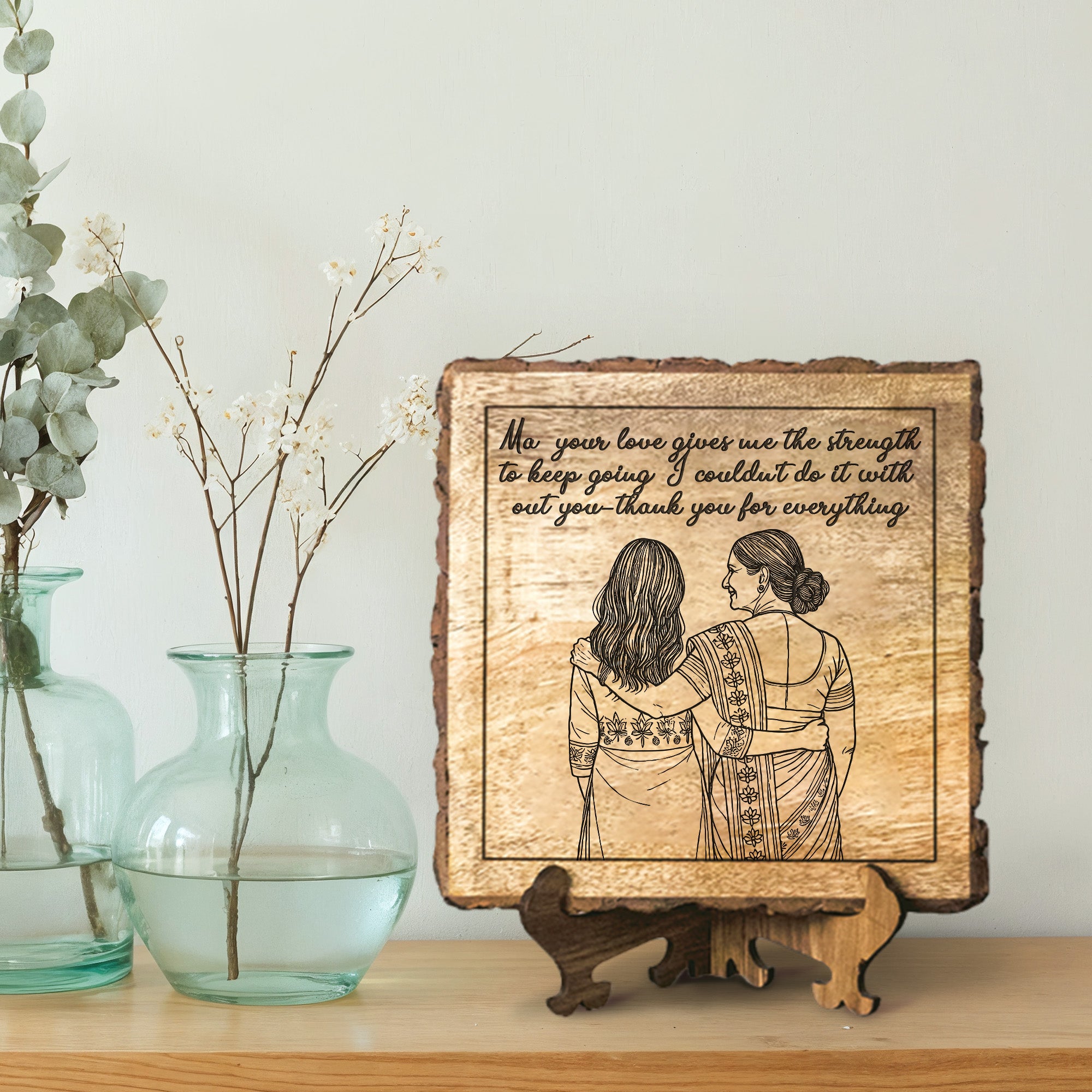 Handcrafted Mango Wood Personalized plaque-Mother's day Gift