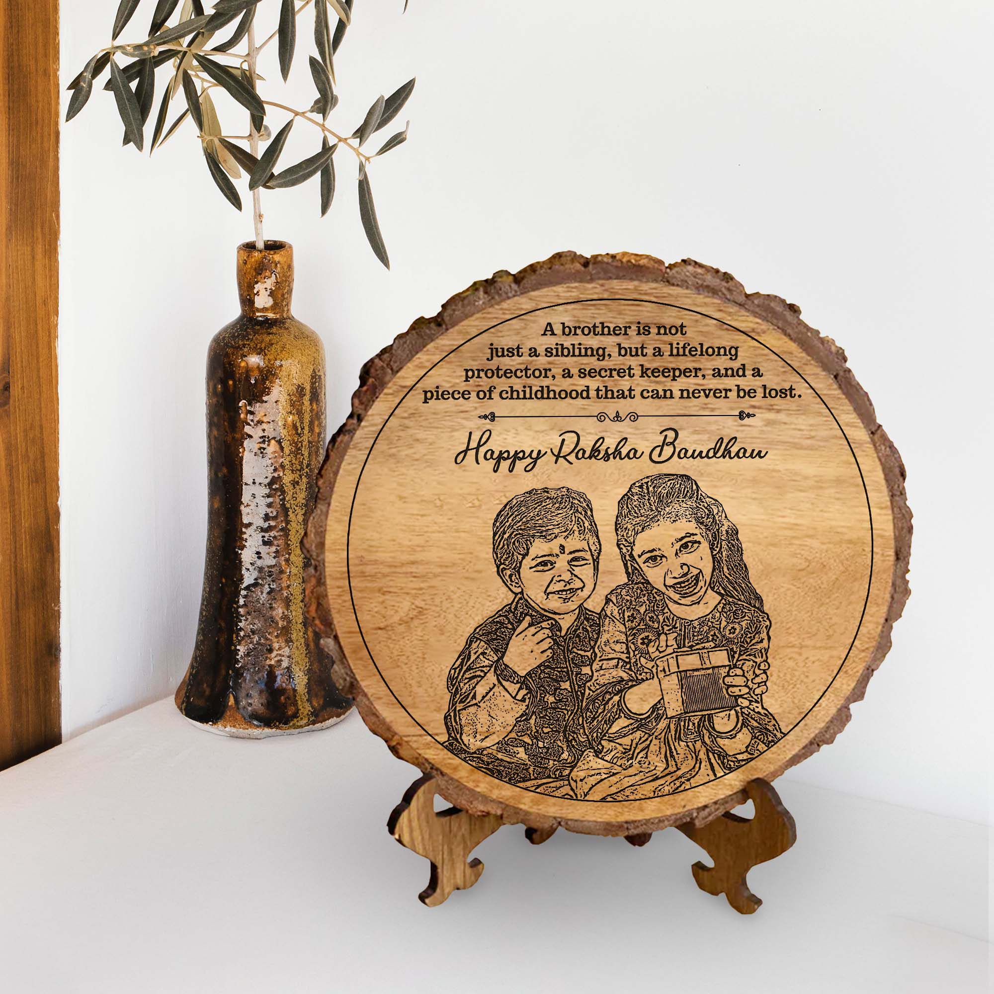 Personalized Raksha Bandhan sibling gift plaque – A Timeless Bond in Wood