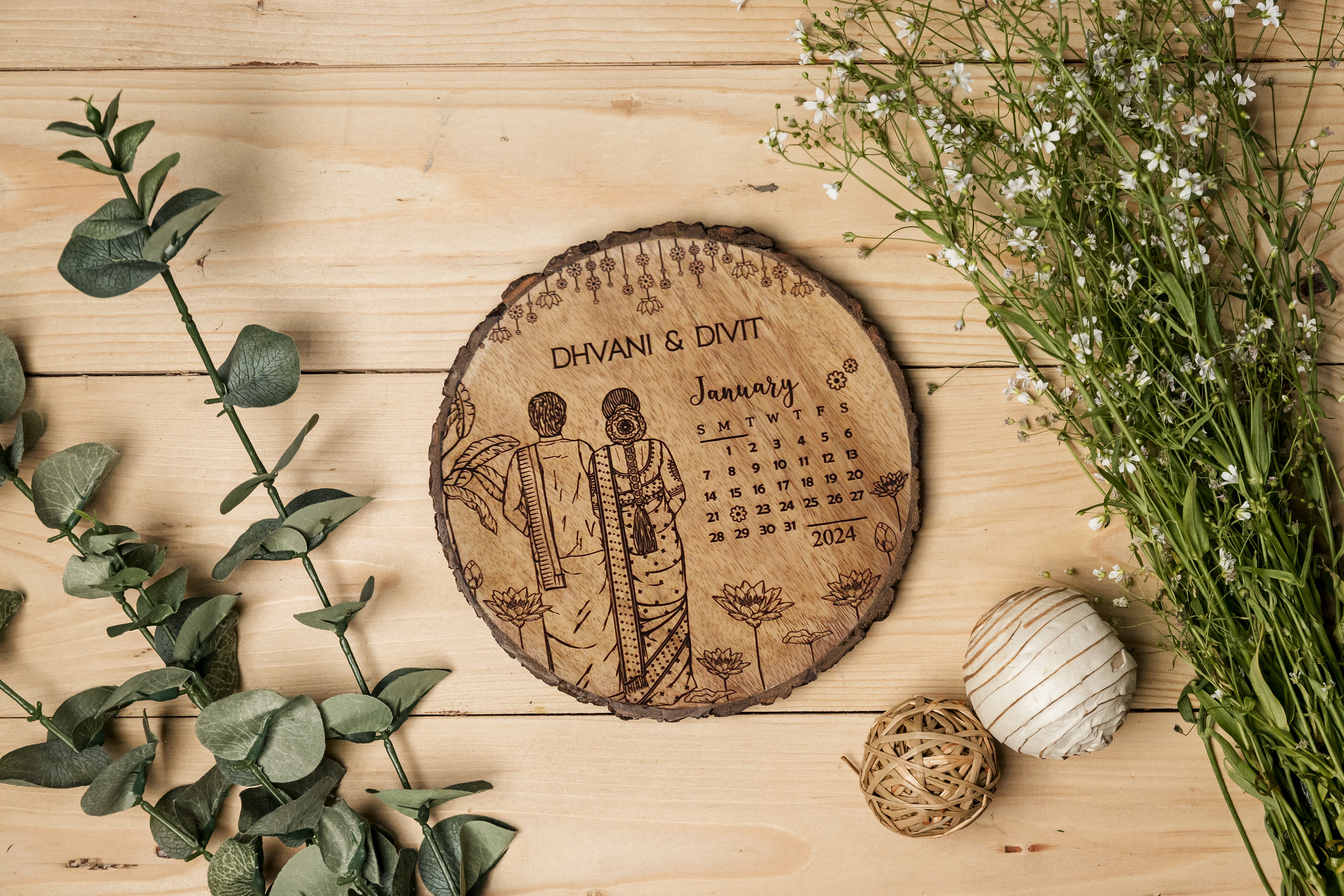 CUSTOMIZED SOUTH INDIAN WEDDING GIFT' - Wooden Plaque