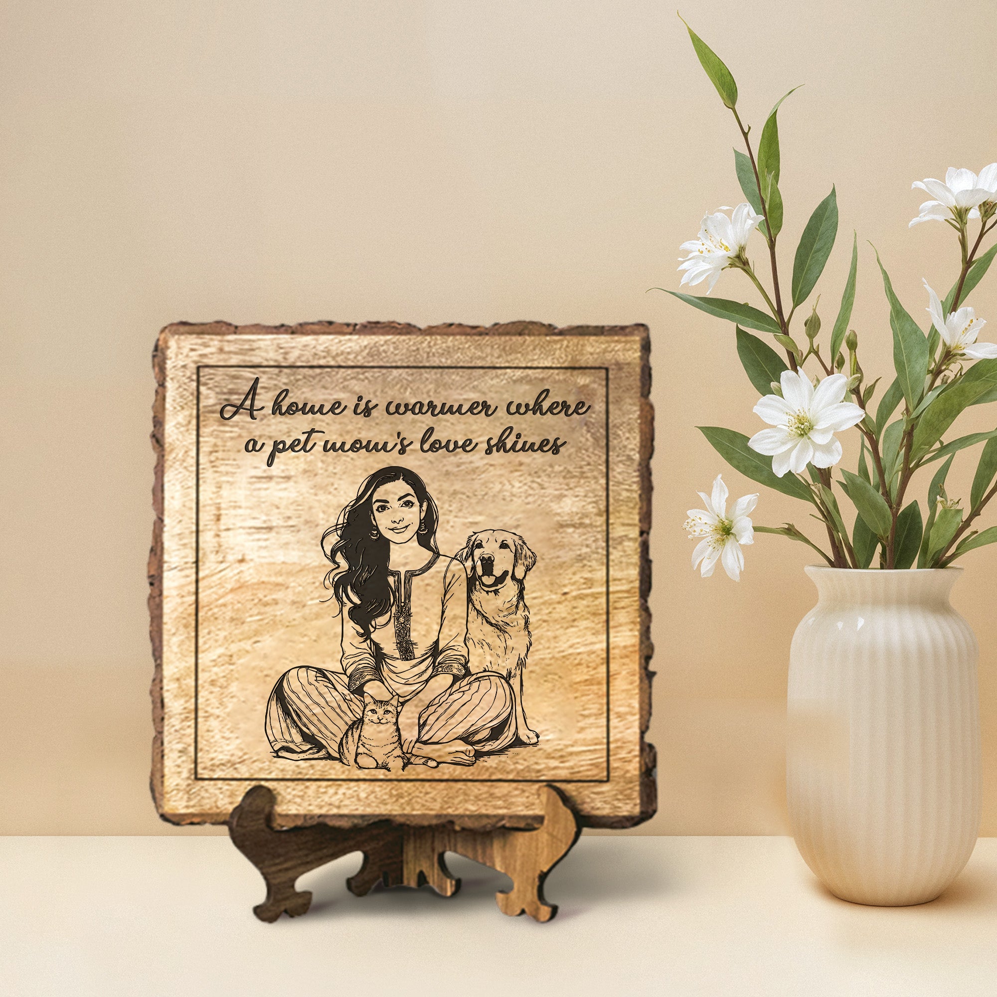 Handcrafted Mango Wood Personalized plaque-Mother's day Gift