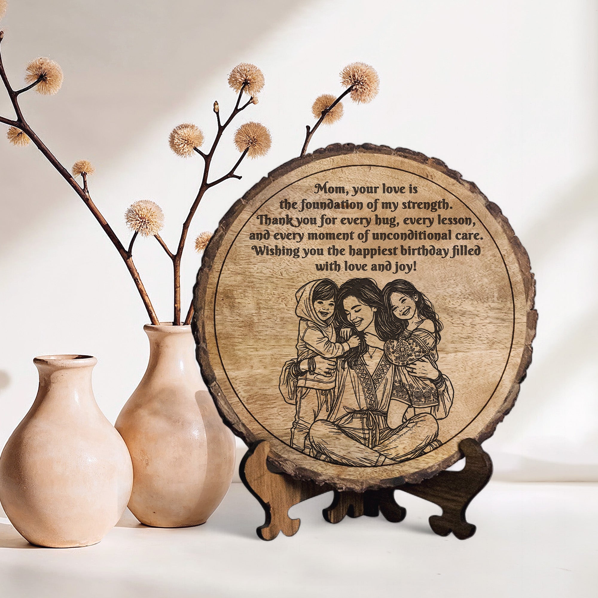 Customized Birthday Gift Plaque for Mom - Mango Wood 8x8 Inch