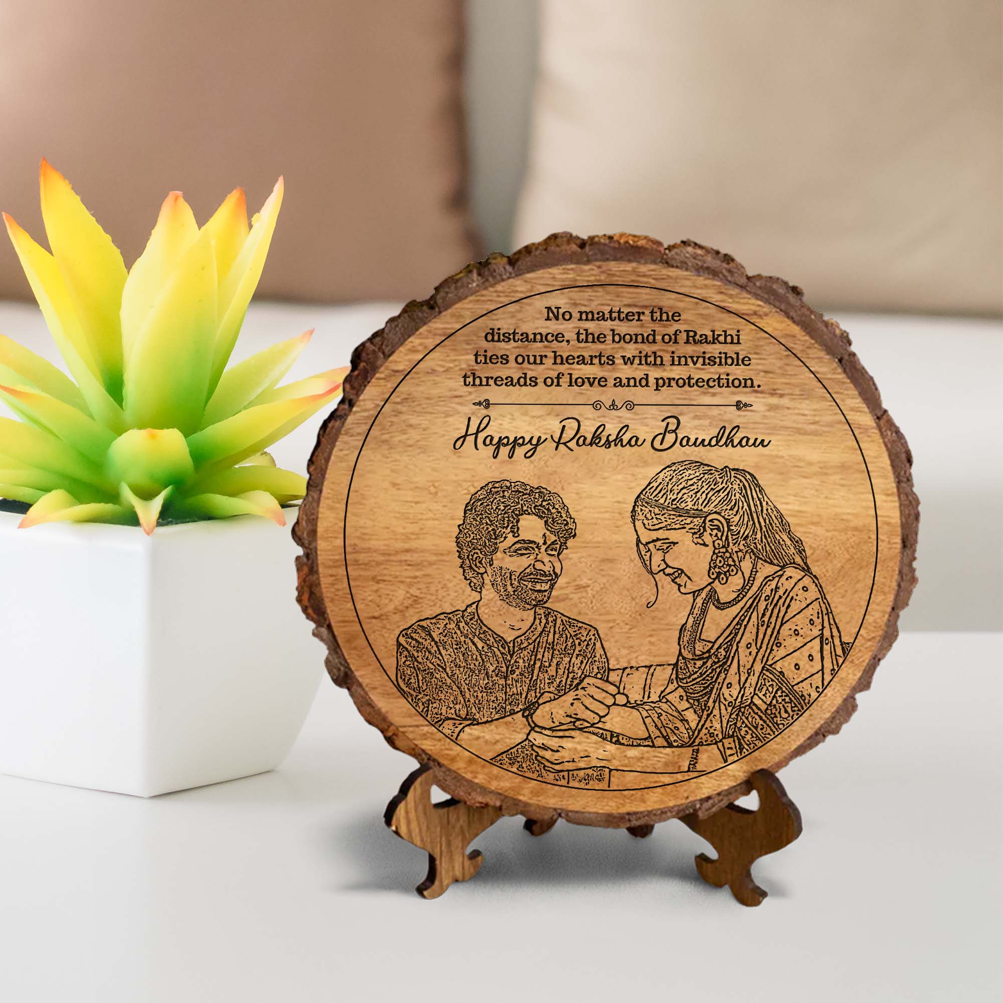 Personalized Raksha Bandhan sibling gift plaque – A Timeless Bond in Wood