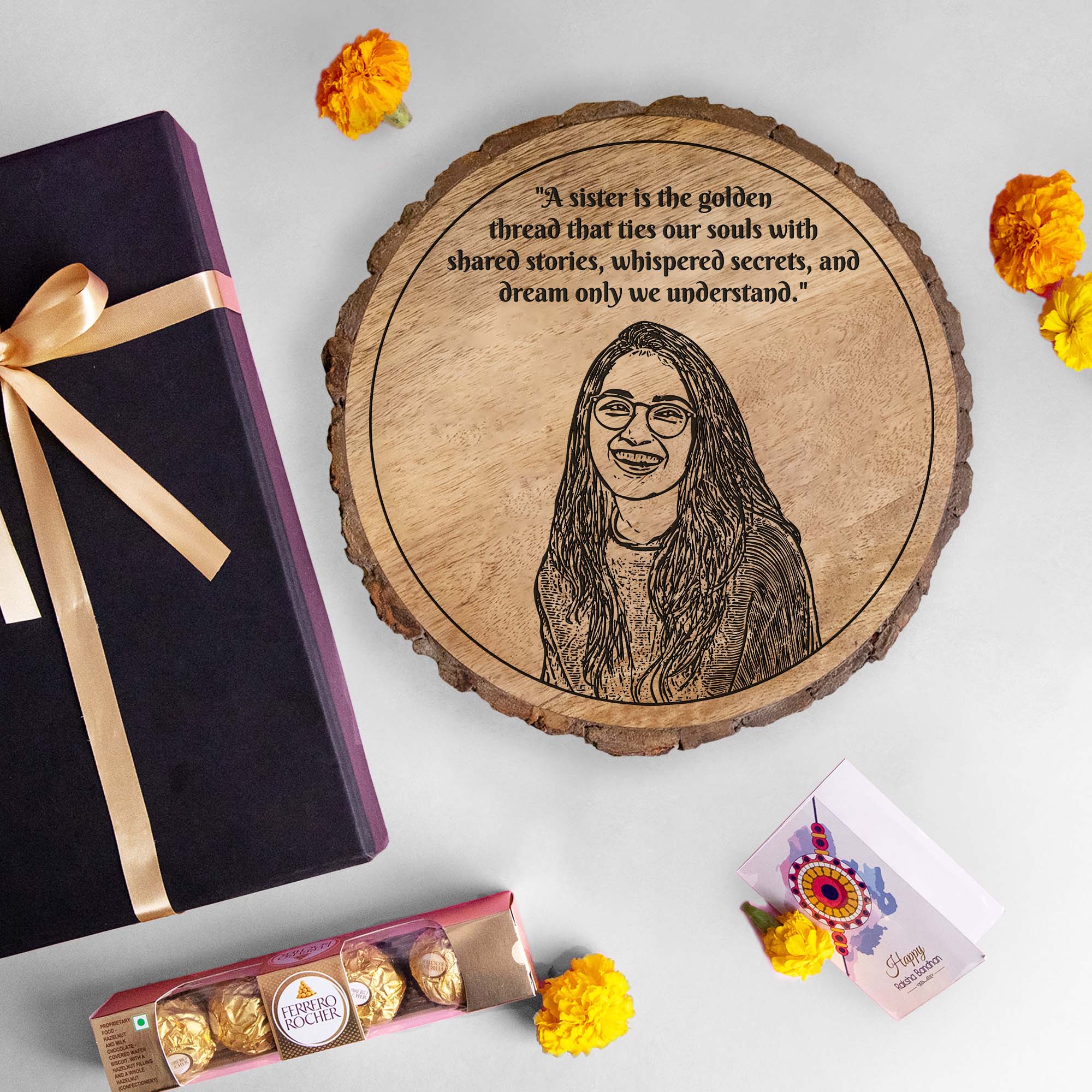 3-in-1 Sibling Love Treasure Box – A Heartfelt Hamper Featuring a Gift plaque for sister's