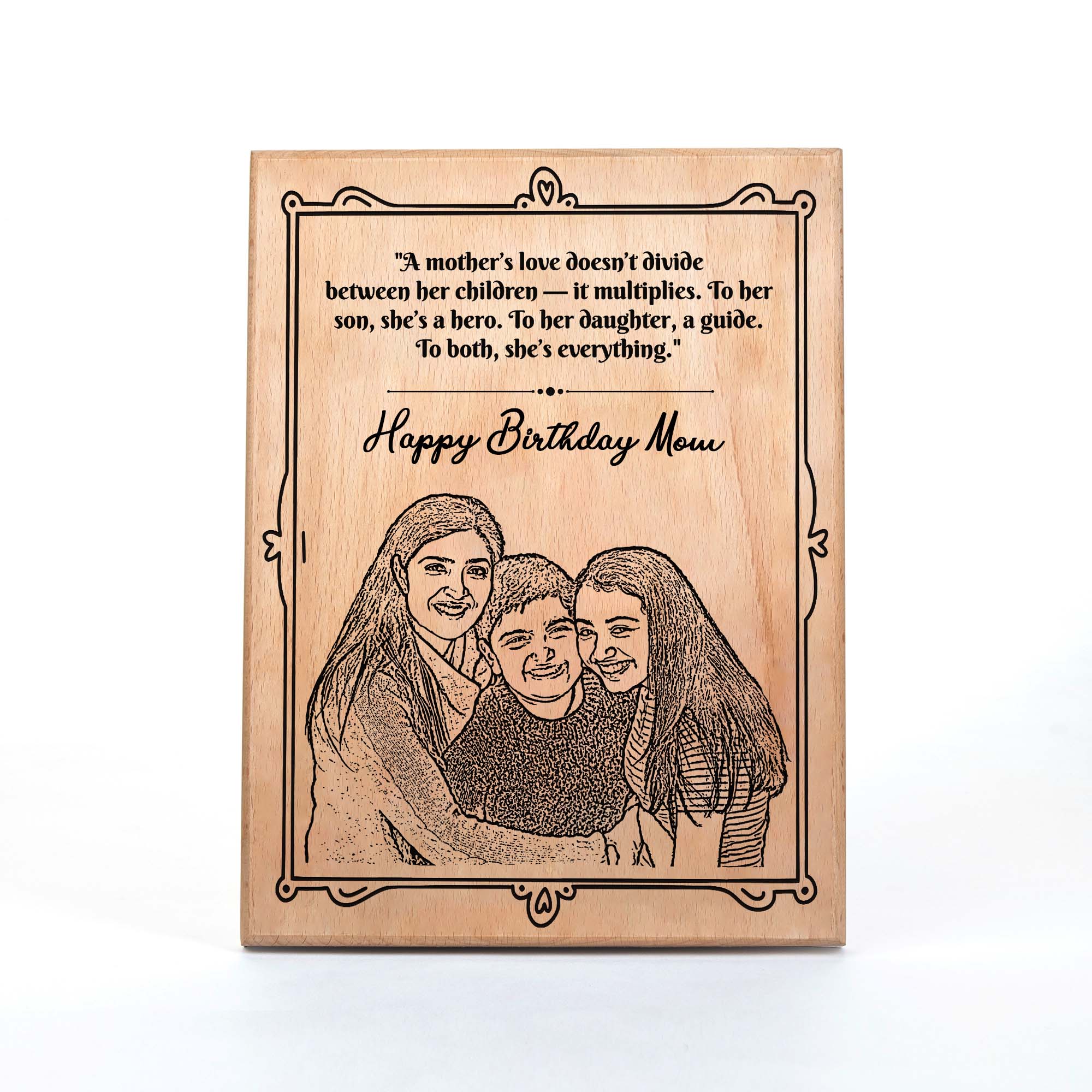 Customized Birthday Gift Plaque for Mom - Steam beech Wood 9x12 Inch