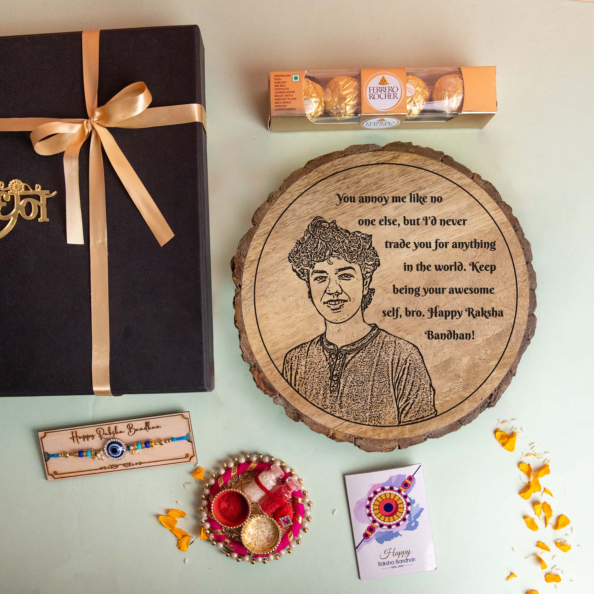 5-in-1 Sibling Love Treasure Box – A Heartfelt Hamper Featuring a Gift plaque for brother's