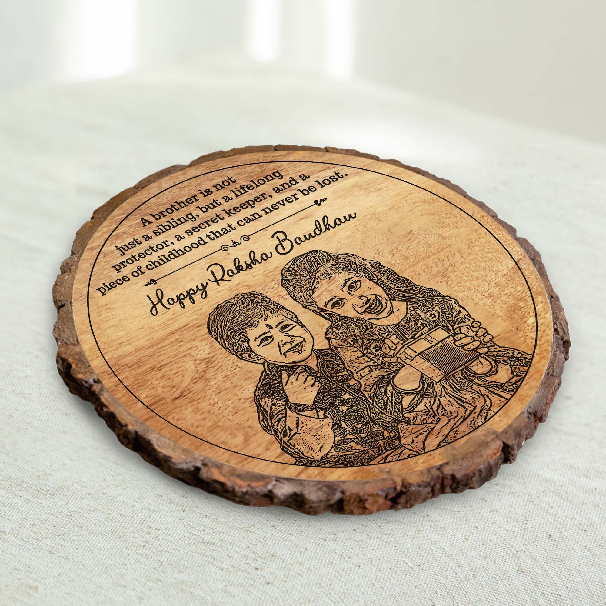 Personalized Raksha Bandhan sibling gift plaque – A Timeless Bond in Wood