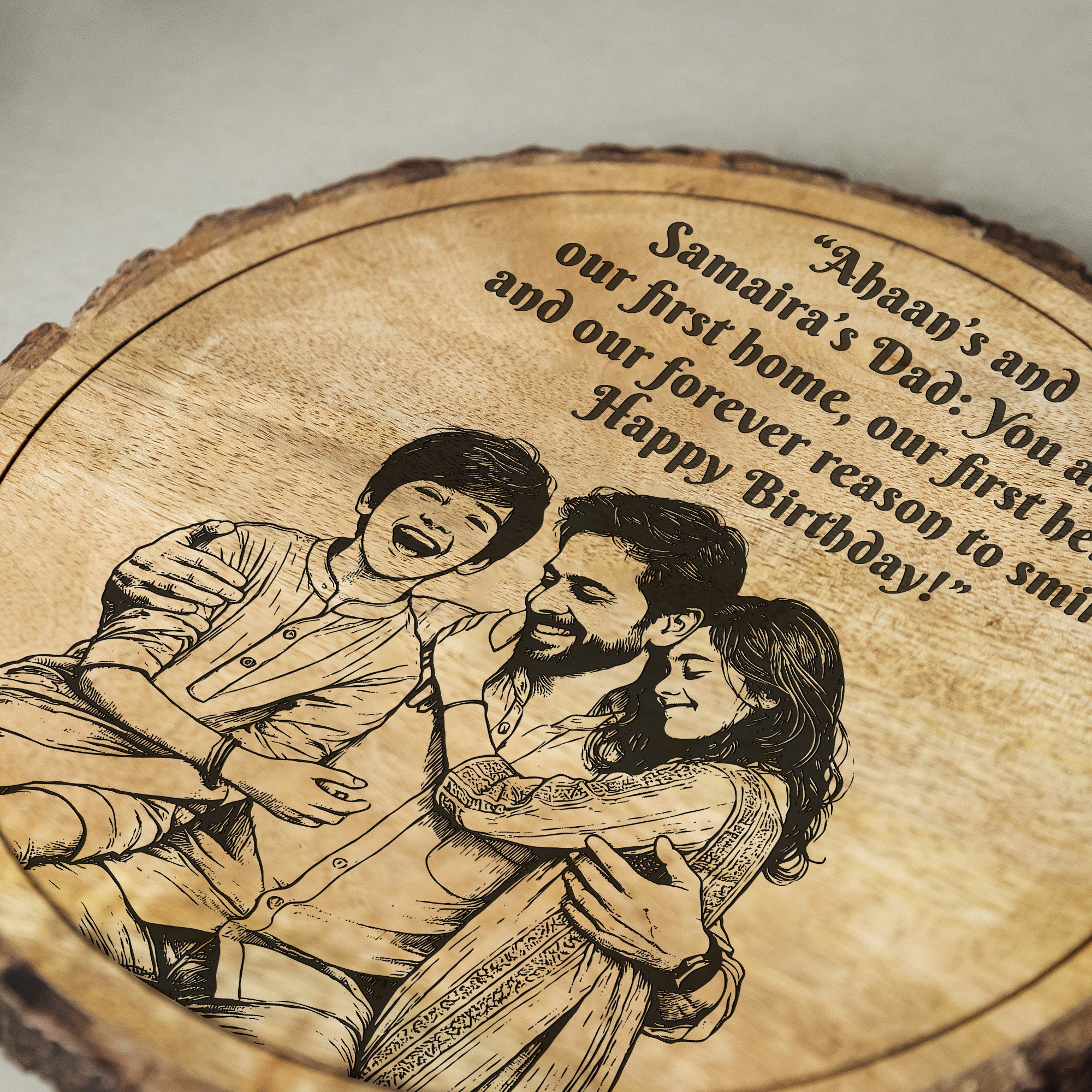 Customized Birthday Gift plaque for Dad - Mango Wood 8x8 Inch