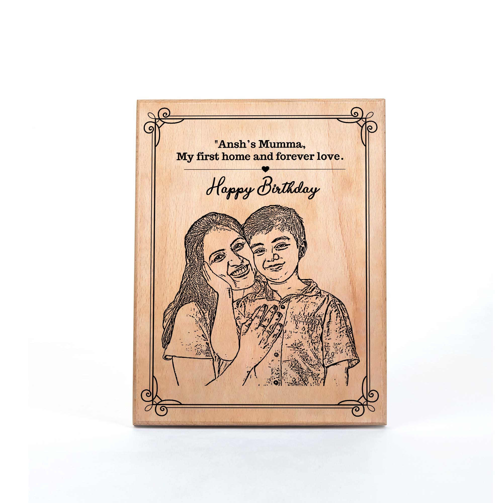 Customized Birthday Gift Plaque for Mom - Steam beech Wood 7X9 Inch