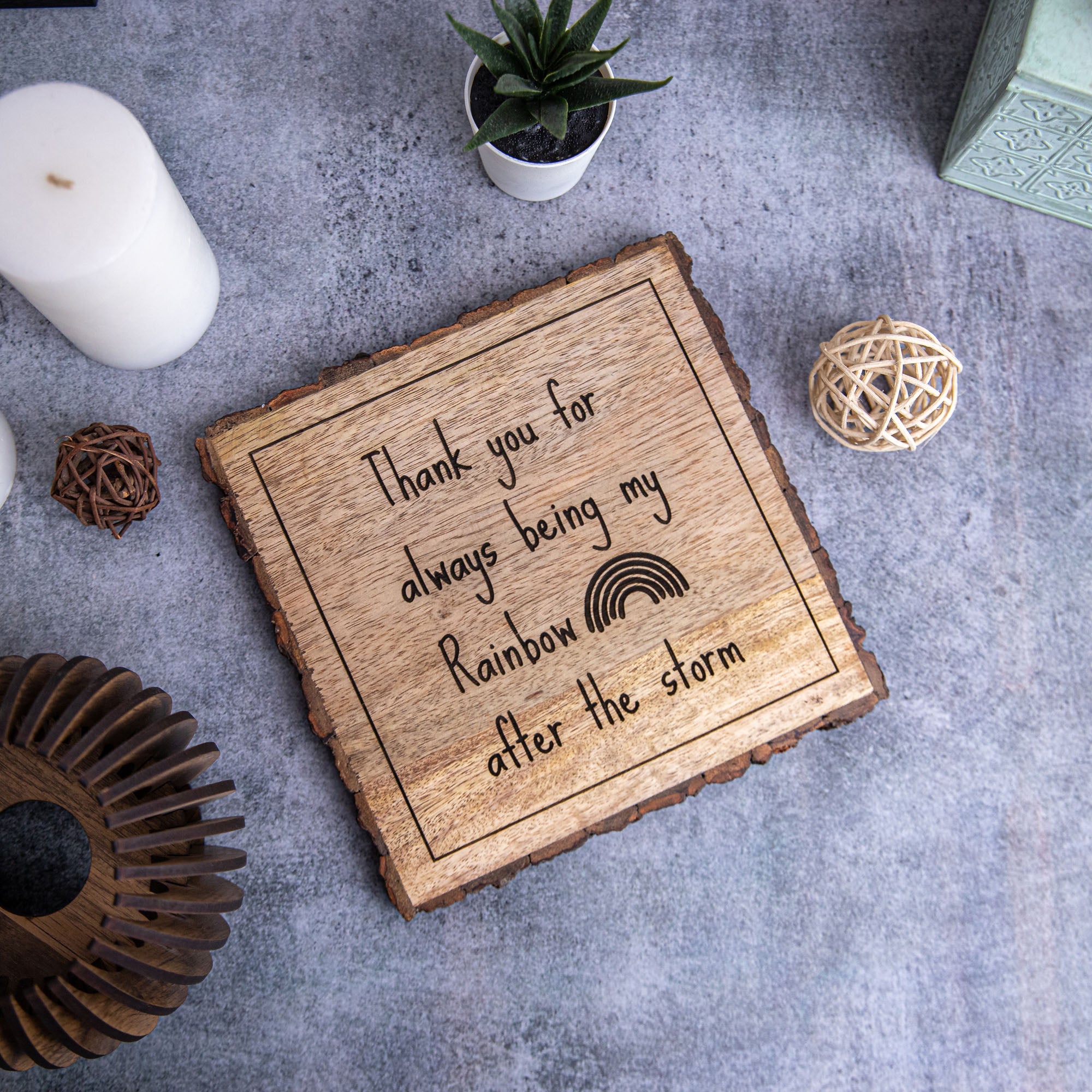 THANK YOU FOR BEING MY RAINBOW Wooden Plaque