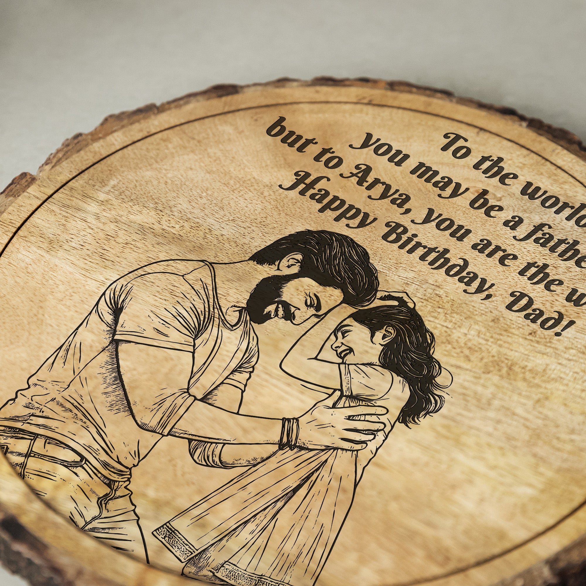 Customized Birthday Gift plaque for Dad - Mango Wood 8x8 Inch