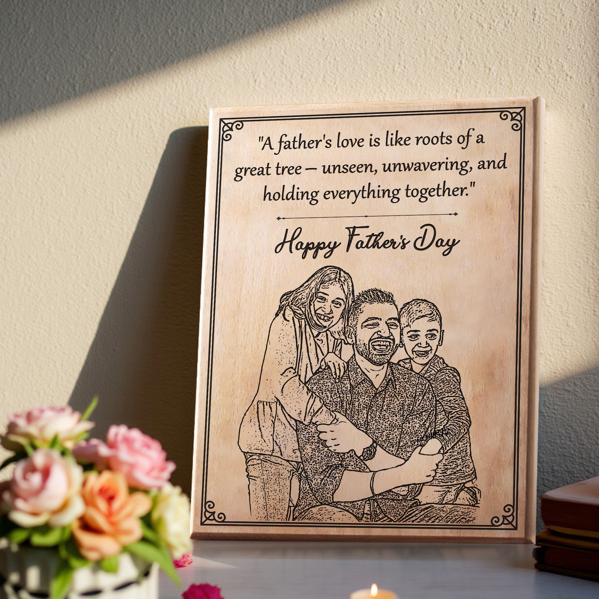 Personalized Wooden Portrait 9x12 inches-Father's Day Gift