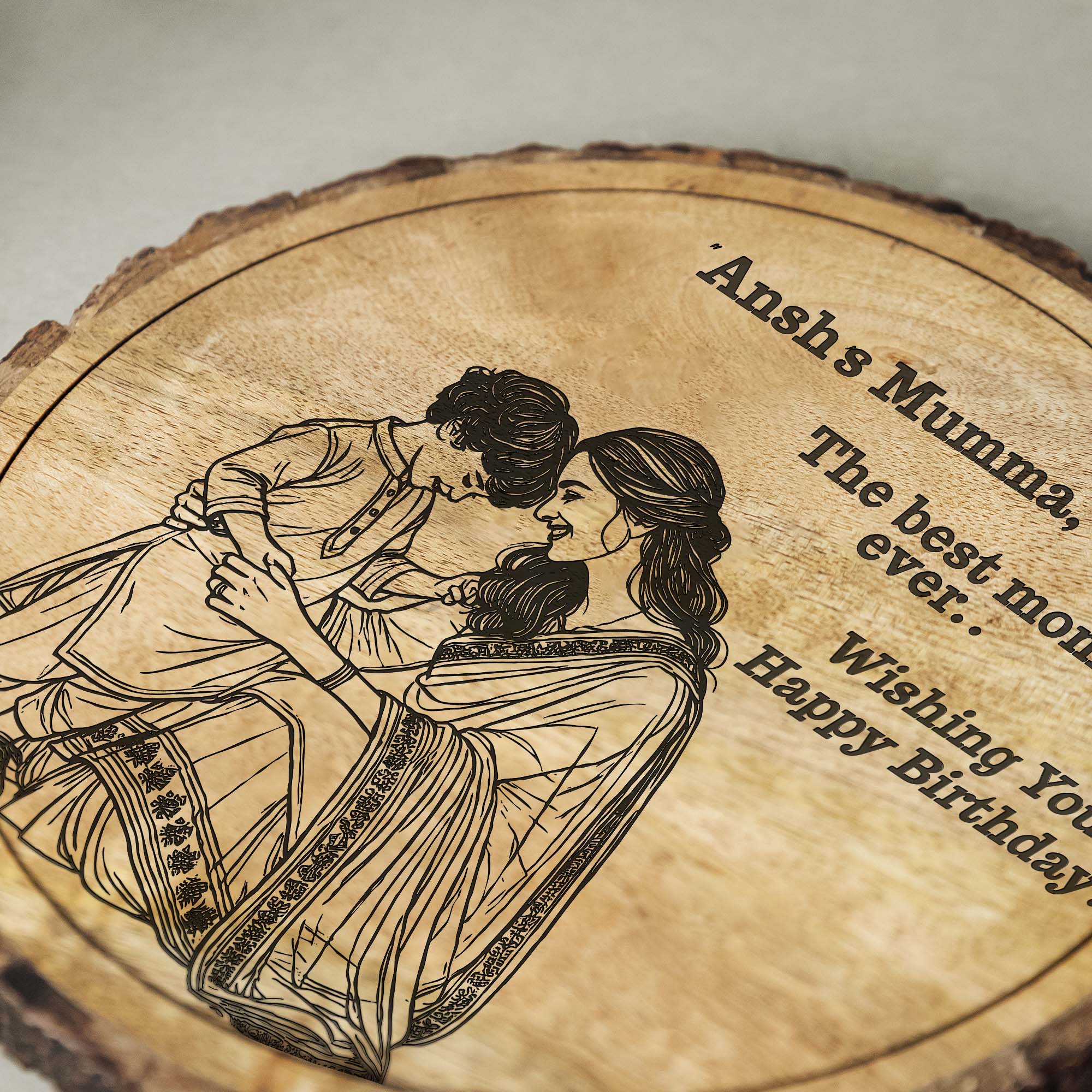 Customized Birthday Gift Plaque for Mom - Mango Wood 8x8 Inch