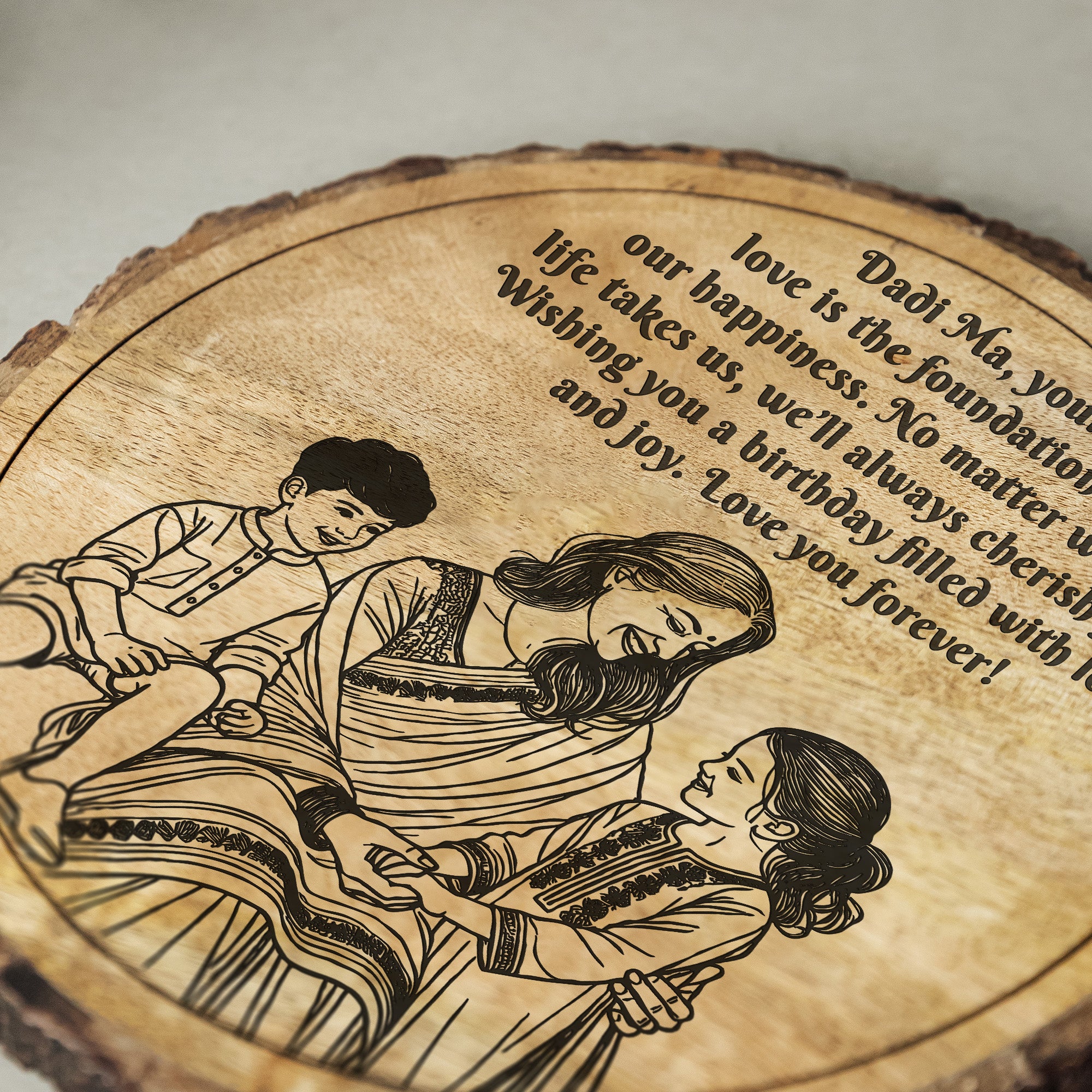 Customized Birthday Gift Plaque for Grandma - Mango Wood 8x8 Inch