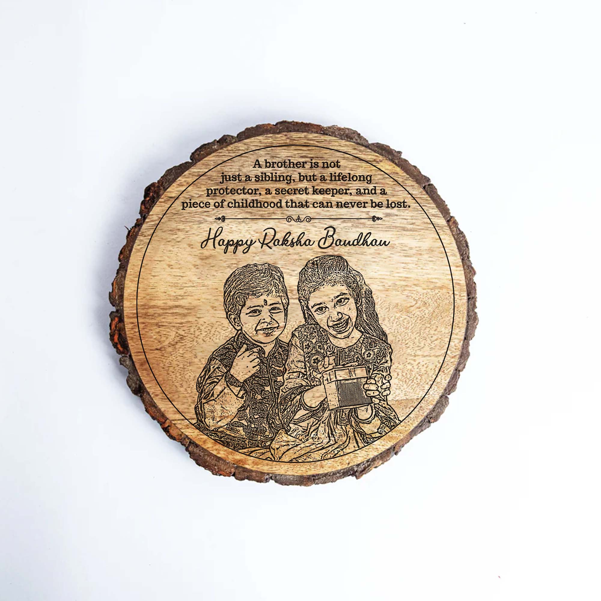 Personalized Raksha Bandhan sibling gift plaque – A Timeless Bond in Wood
