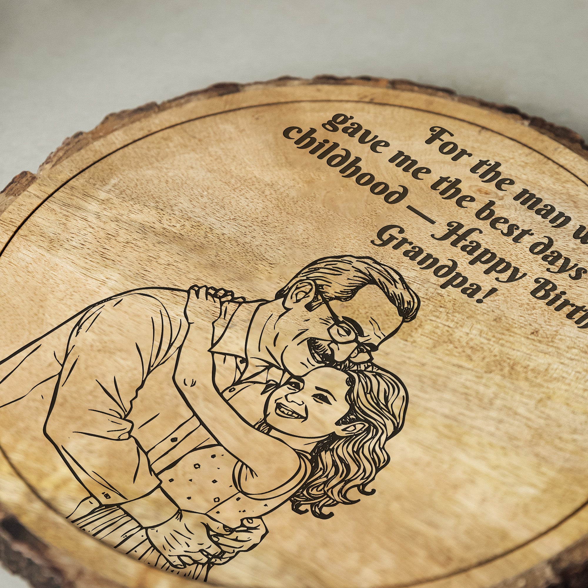 Customized Birthday Gift plaque for Grandpa - Mango Wood 8x8 Inch