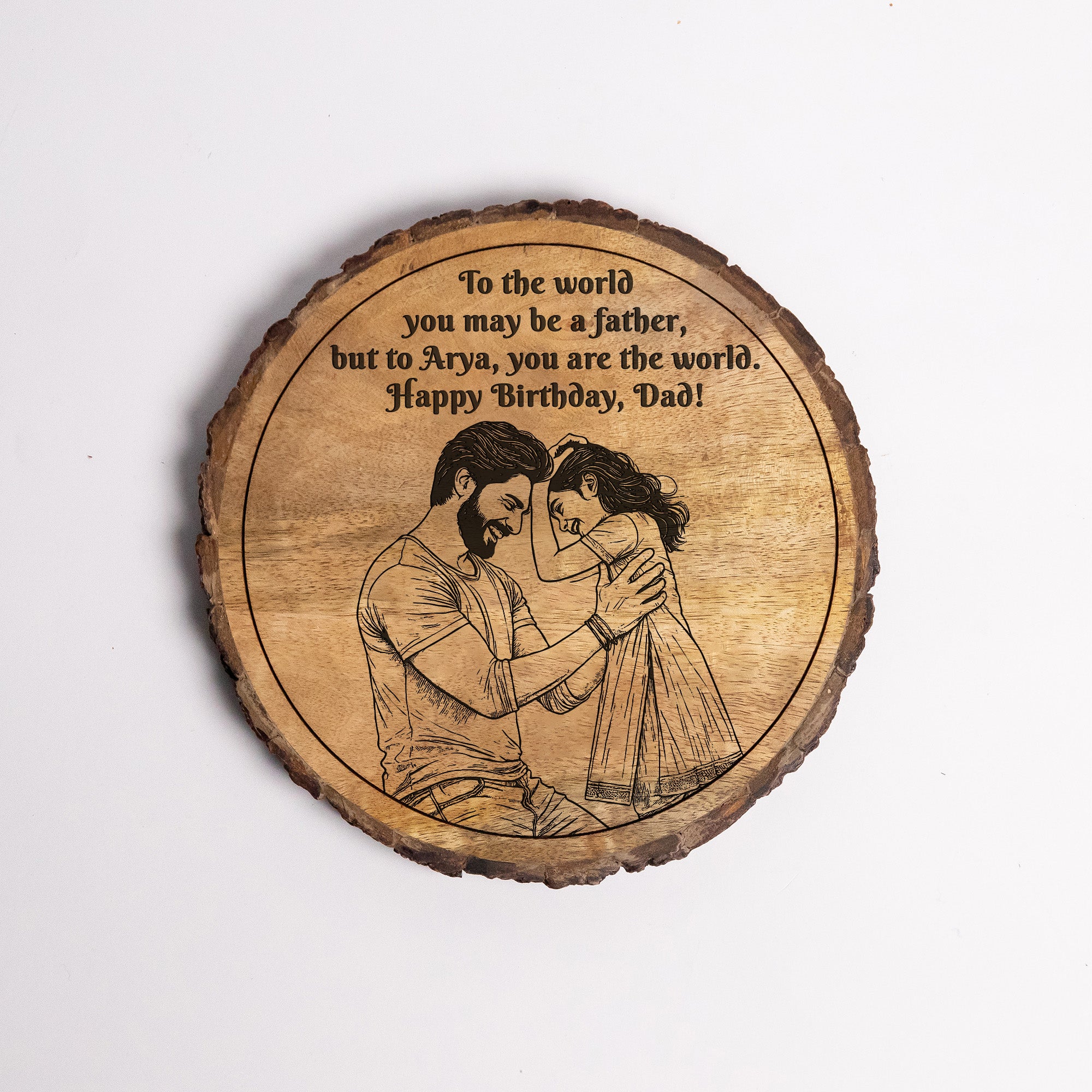 Customized Birthday Gift plaque for Dad - Mango Wood 8x8 Inch