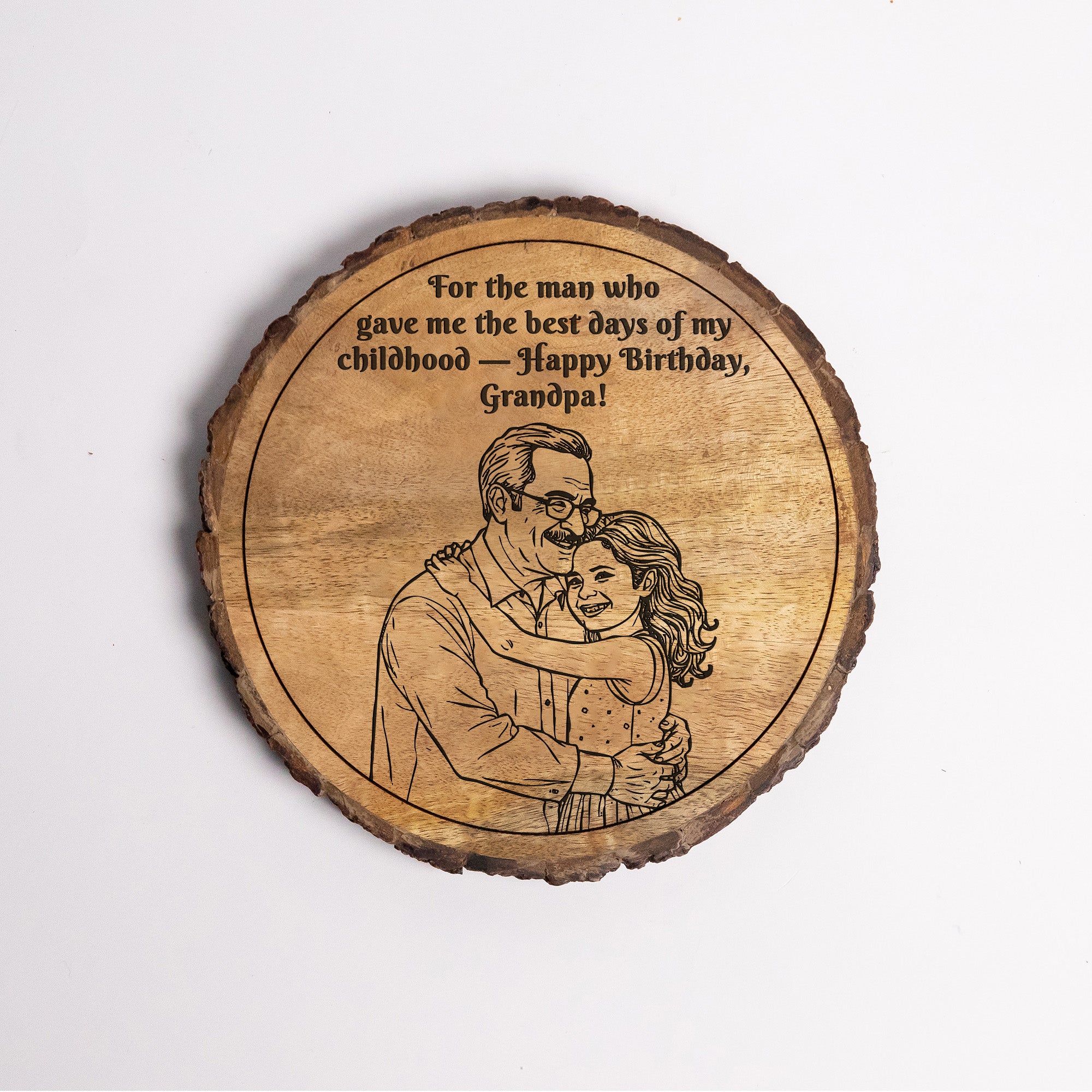 Customized Birthday Gift plaque for Grandpa - Mango Wood 8x8 Inch