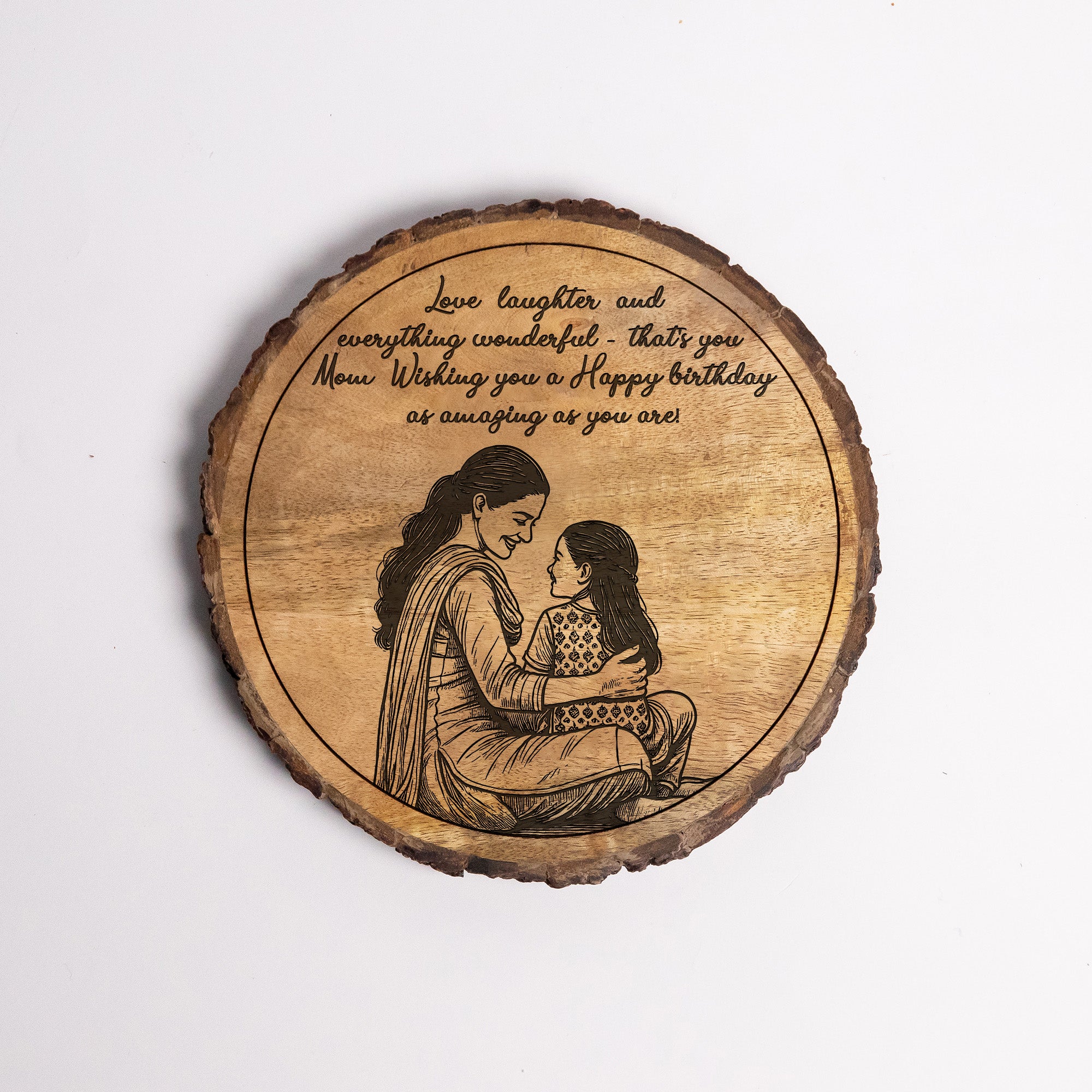 Customized Birthday Gift Plaque for Mom - Mango Wood 8x8 Inch