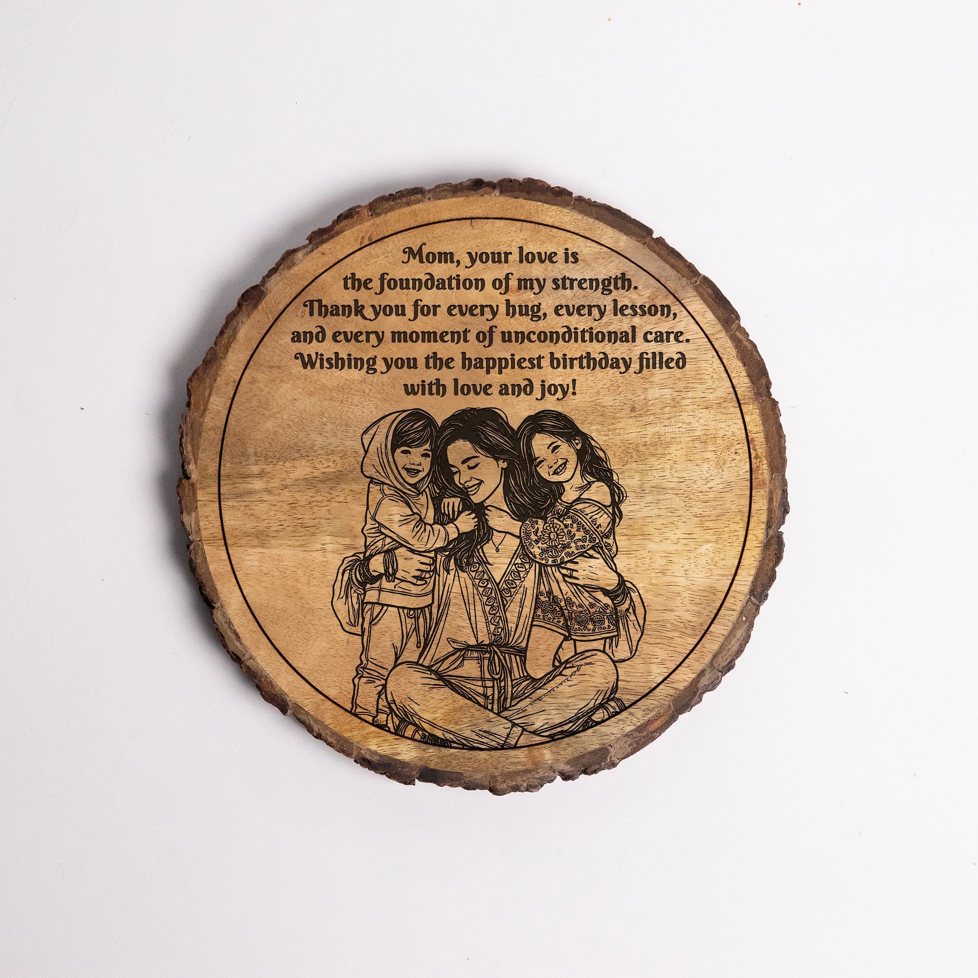 Customized Birthday Gift Plaque for Mom - Mango Wood 8x8 Inch