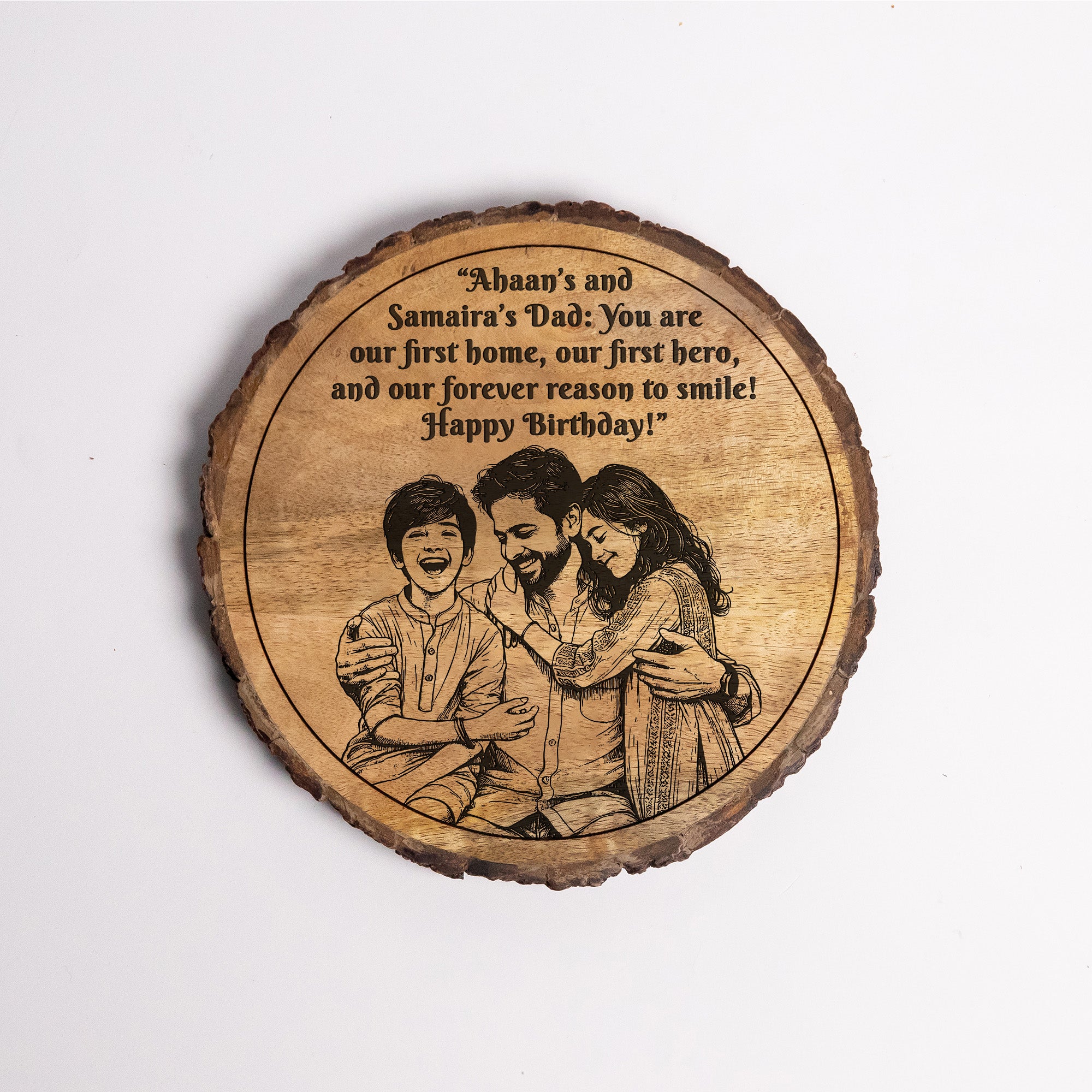 Customized Birthday Gift plaque for Dad - Mango Wood 8x8 Inch