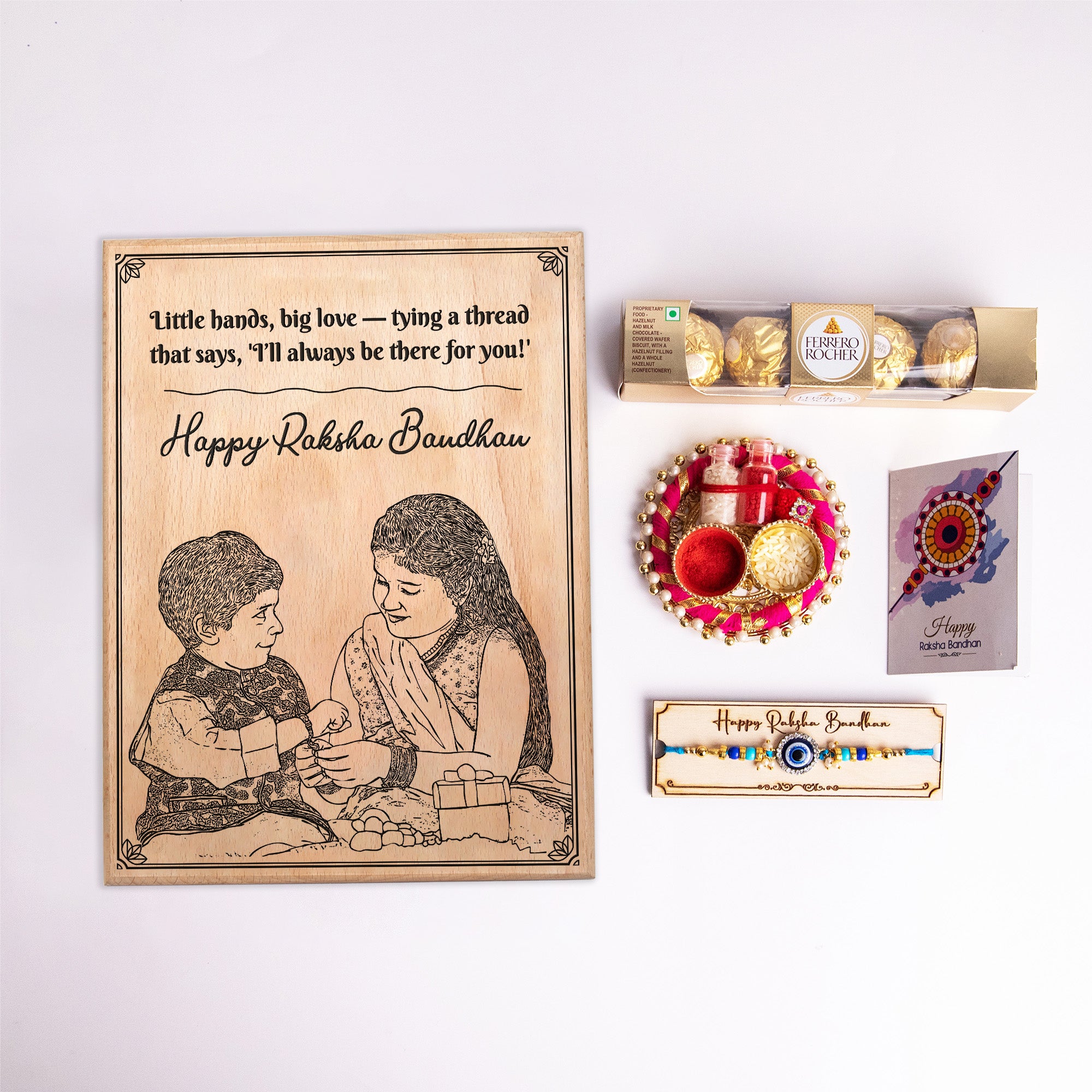 5-in-1 Sibling Love Treasure Box – A Heartfelt Hamper Featuring a Gift wooden portrait