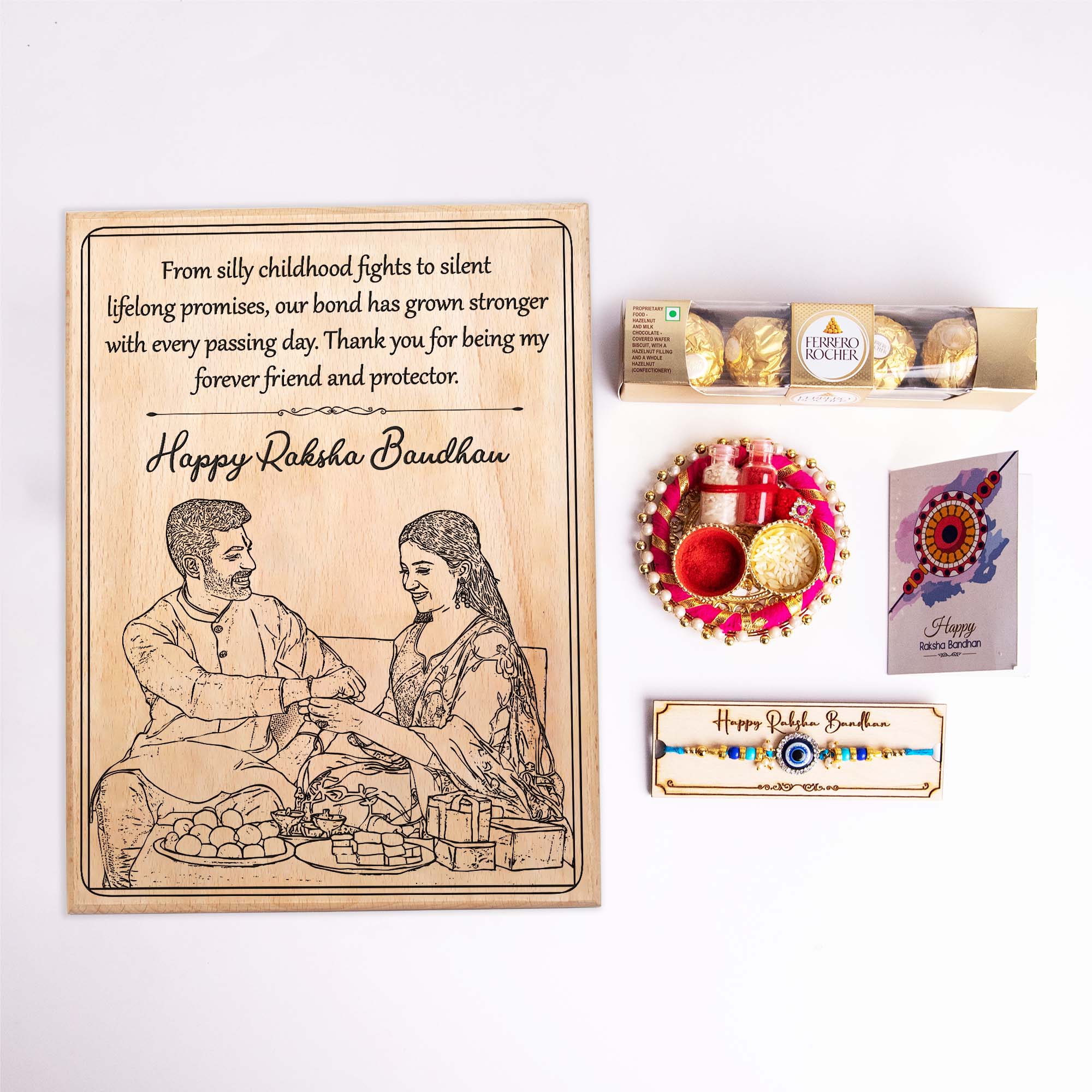 5-in-1 Sibling Love Treasure Box – A Heartfelt Hamper Featuring a Gift wooden portrait