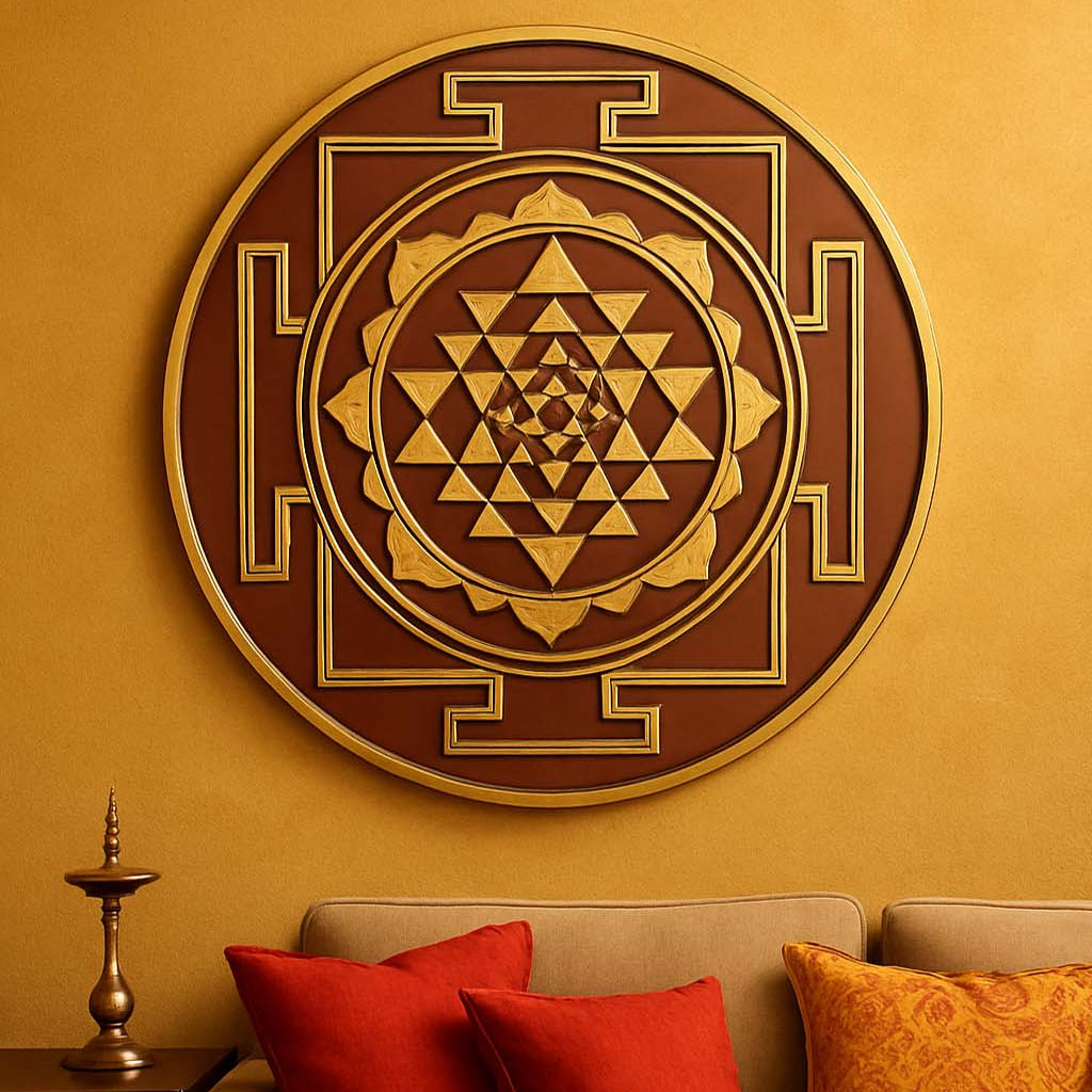 3D Shree Yantra Round Wall Art