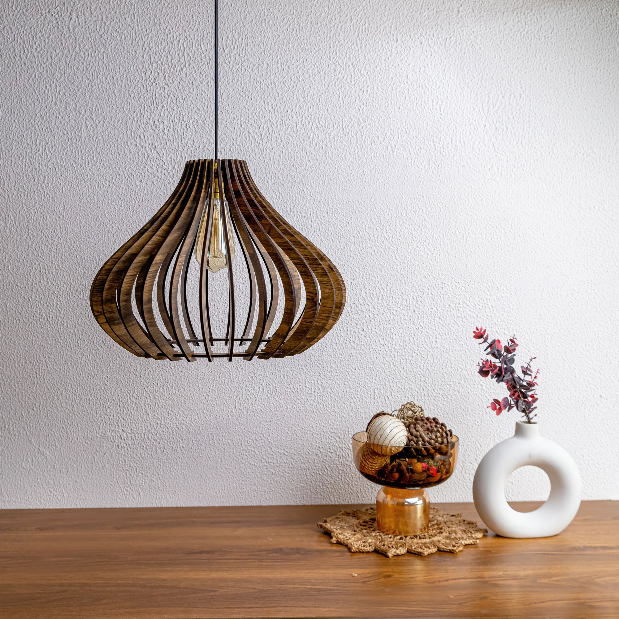 Casie Pine Wood Ceiling Lamp