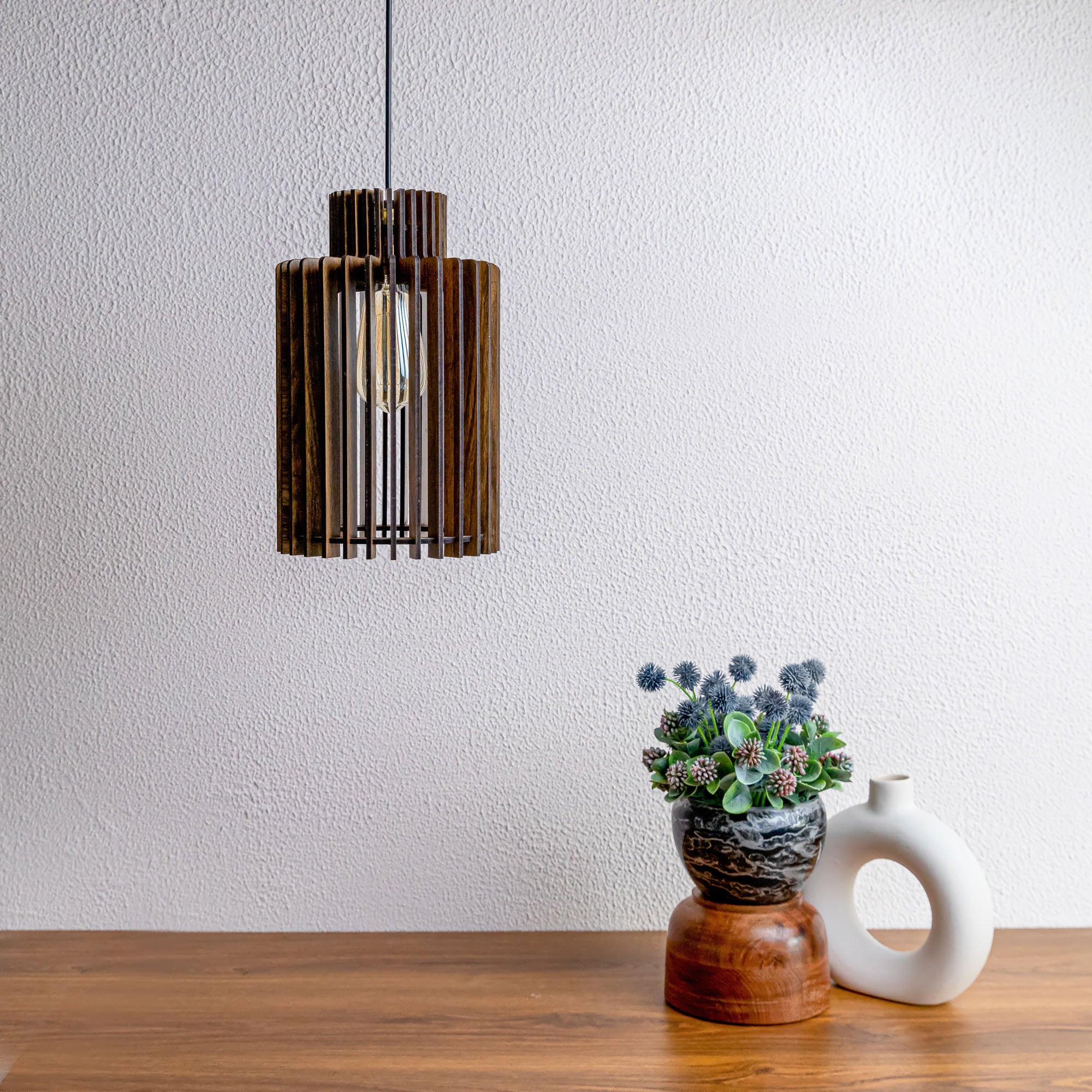 Clora Pine Wood Ceiling Lamp