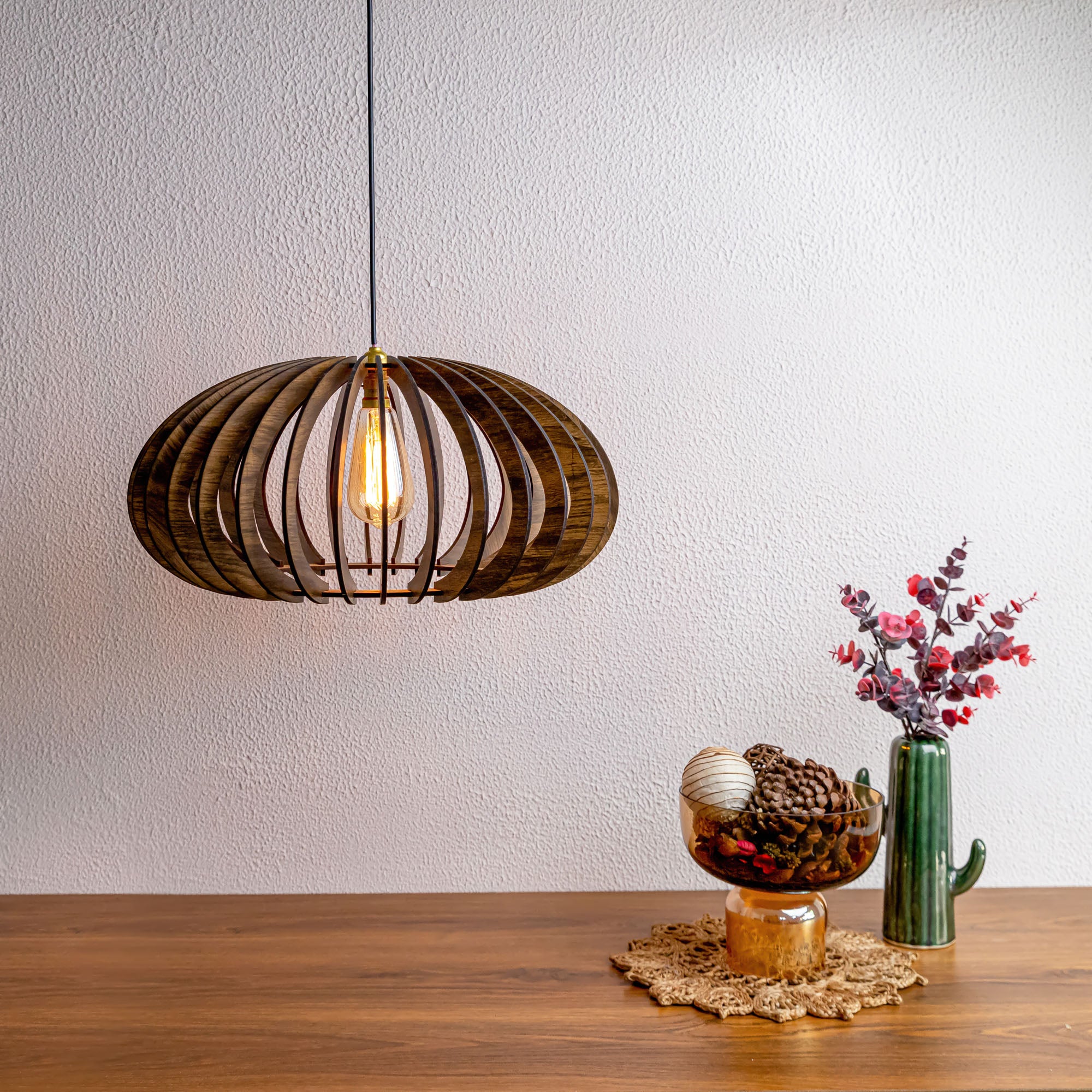 Cally Pine Wood Ceiling Lamp