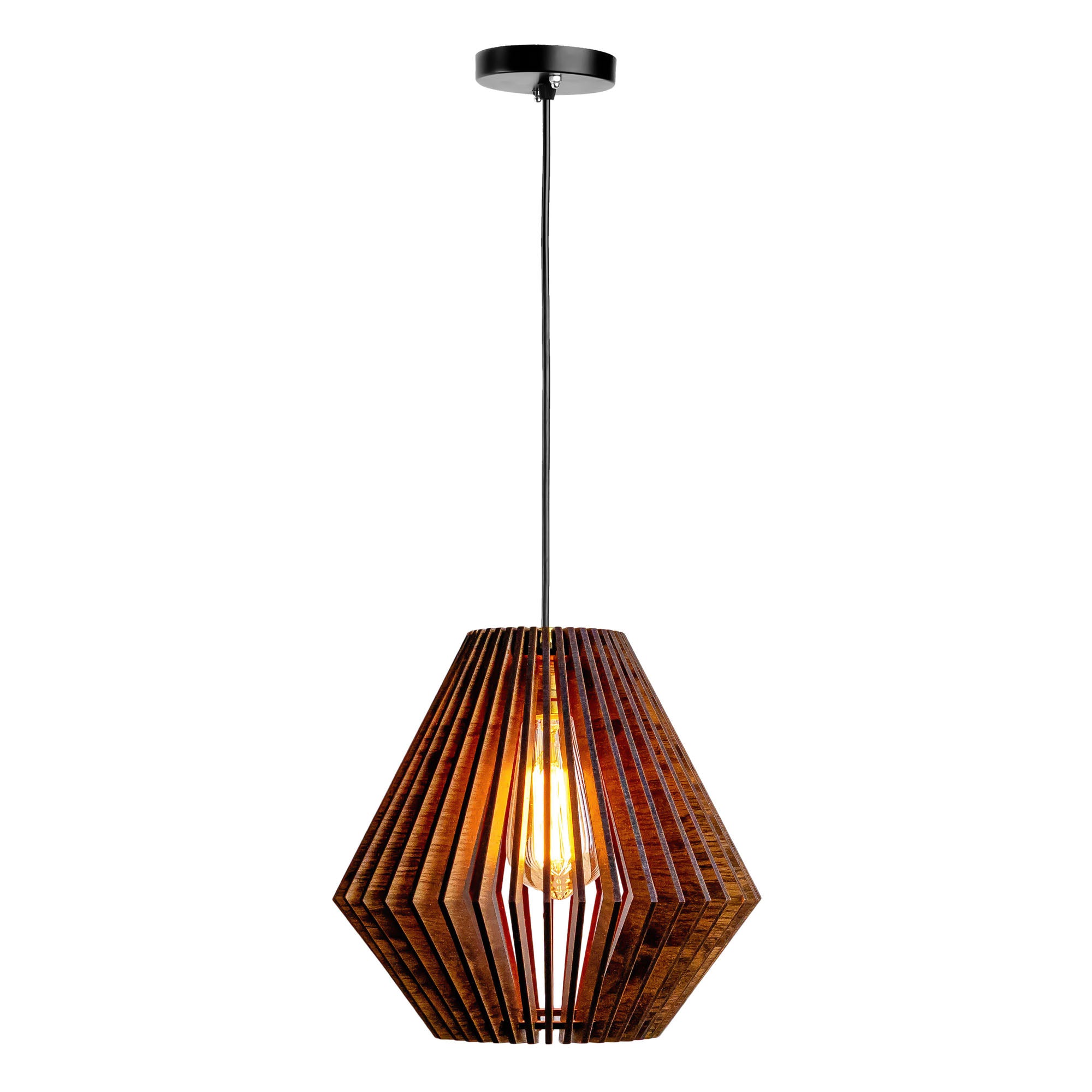 Cyan Pine Wood Ceiling Lamp