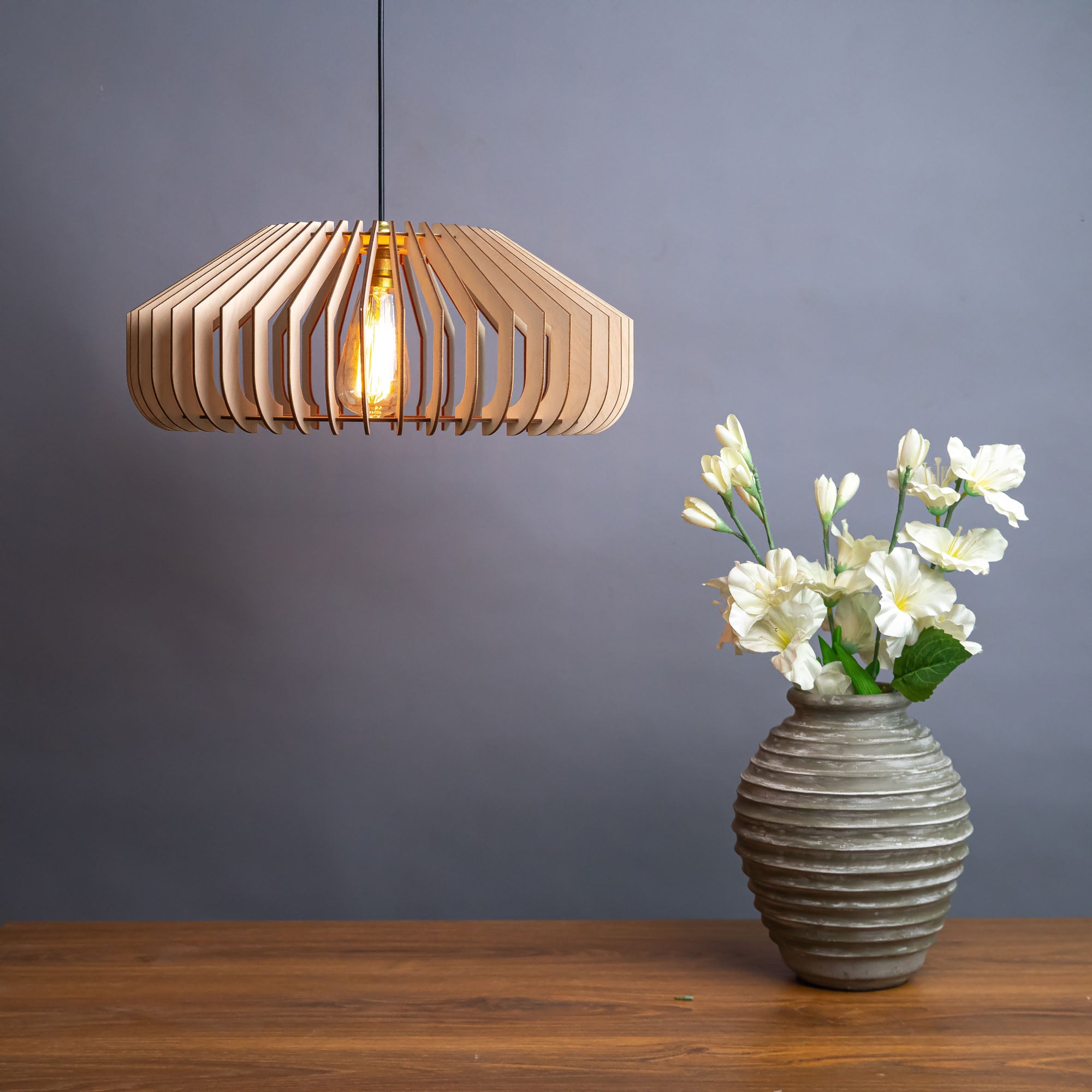 Cazor Birch Wood Ceiling Lamp
