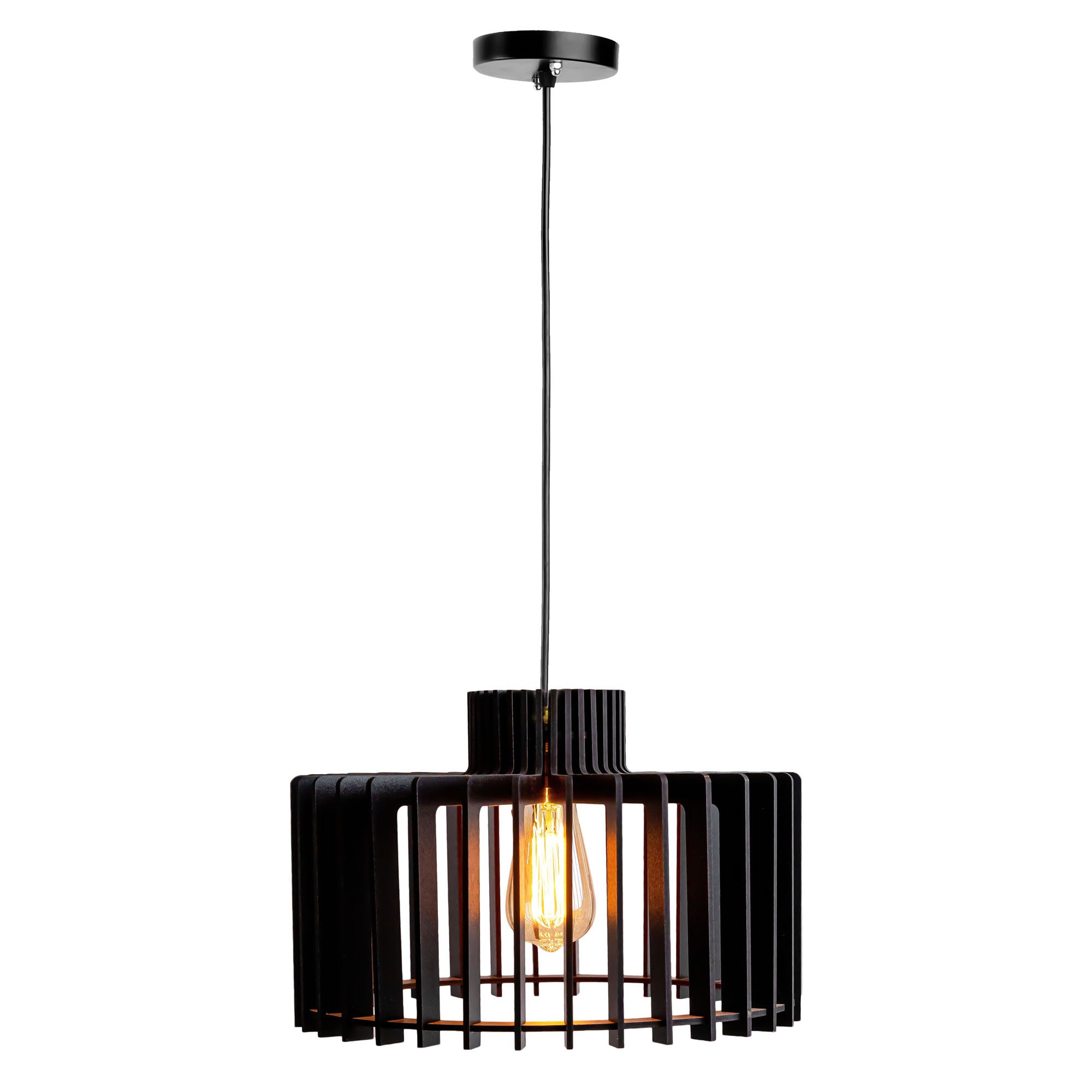 Carlo Black Wood Ceiling Lamp