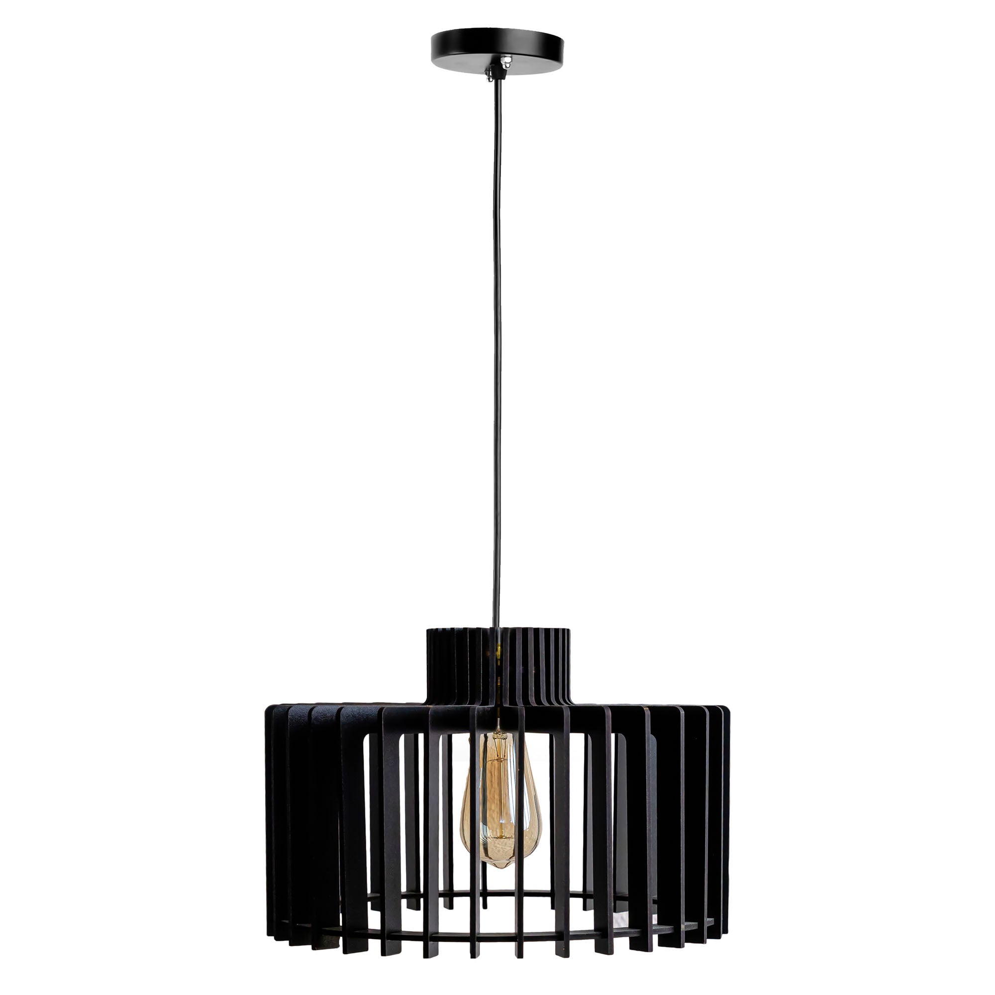 Carlo Black Wood Ceiling Lamp