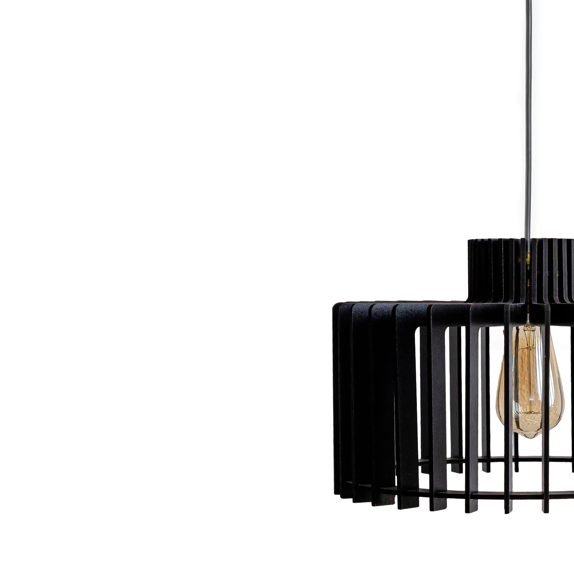 Carlo Black Wood Ceiling Lamp