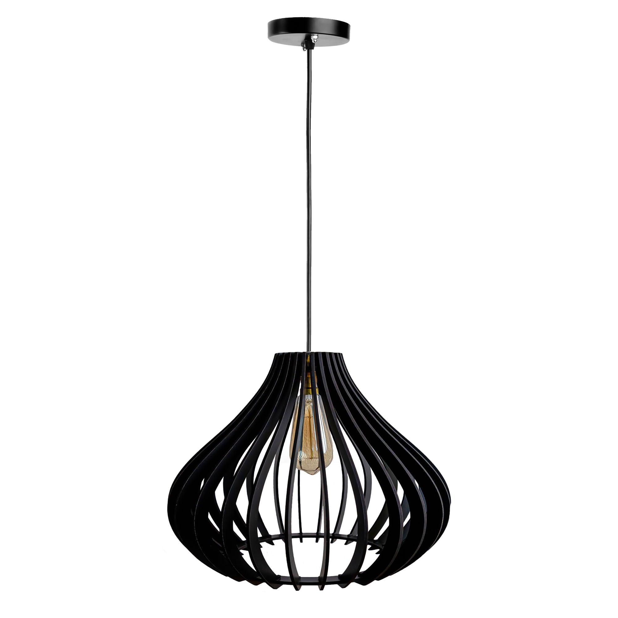 Cammy Black Wood Ceiling Lamp