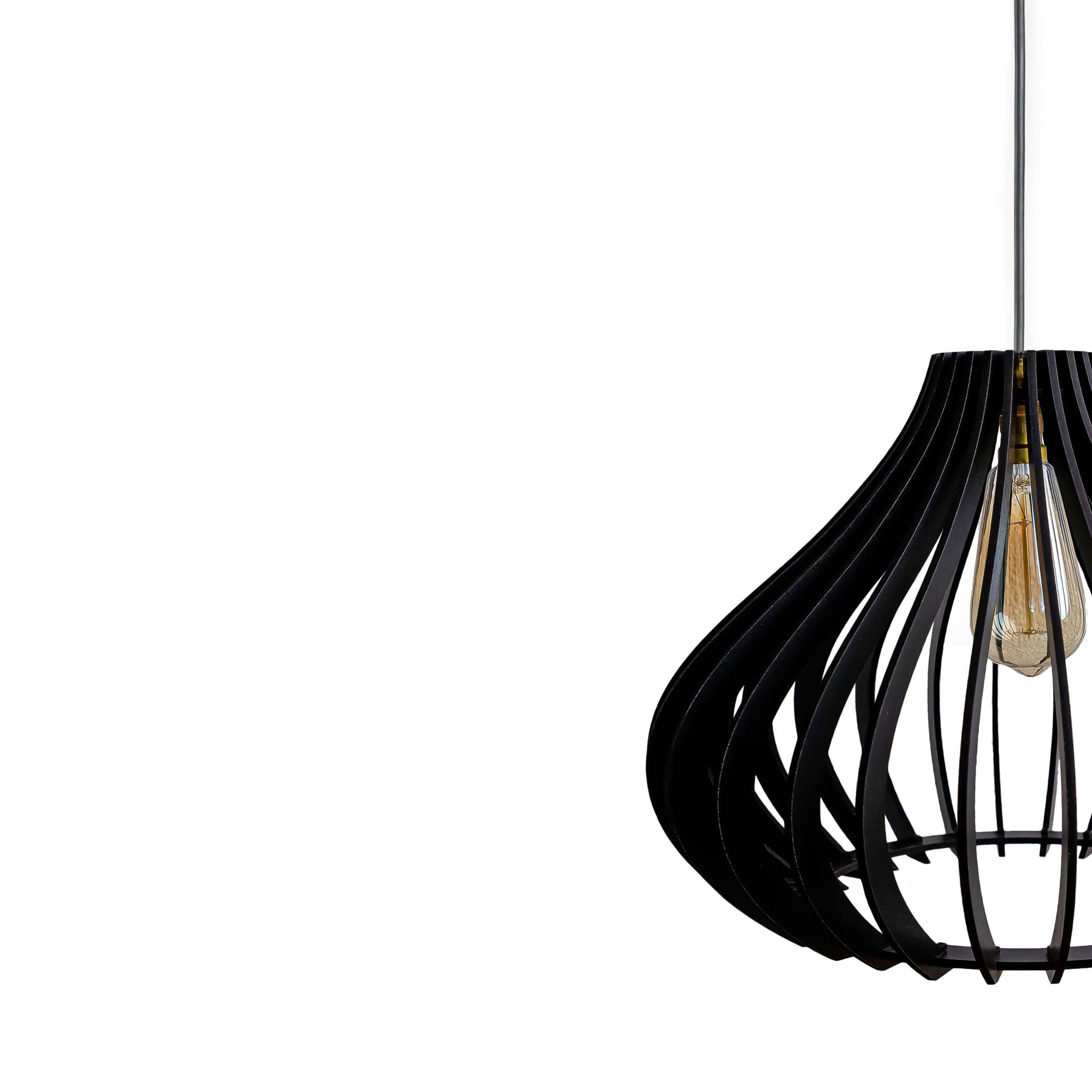 Cammy Black Wood Ceiling Lamp