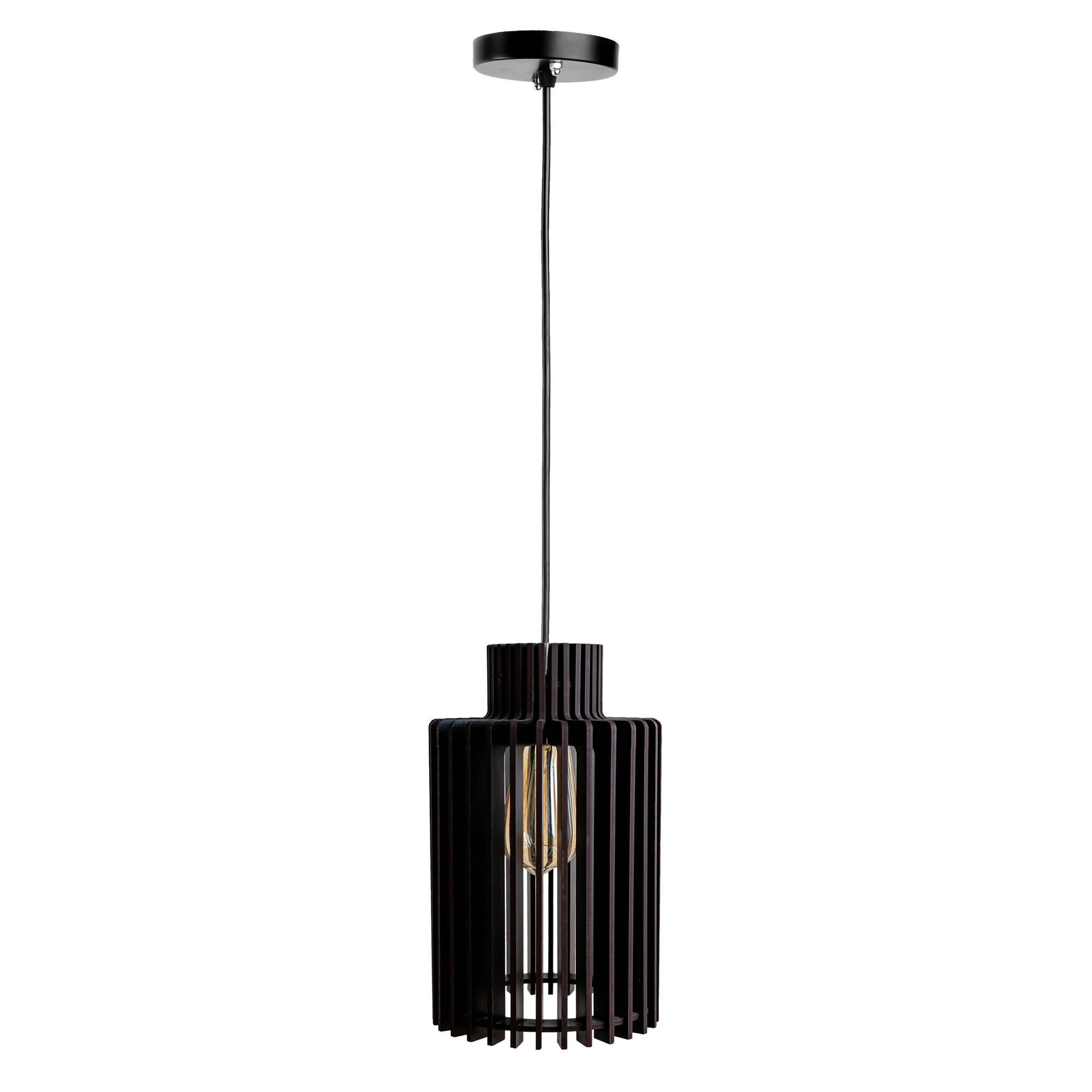 Caleb Black Wood Ceiling Lamp