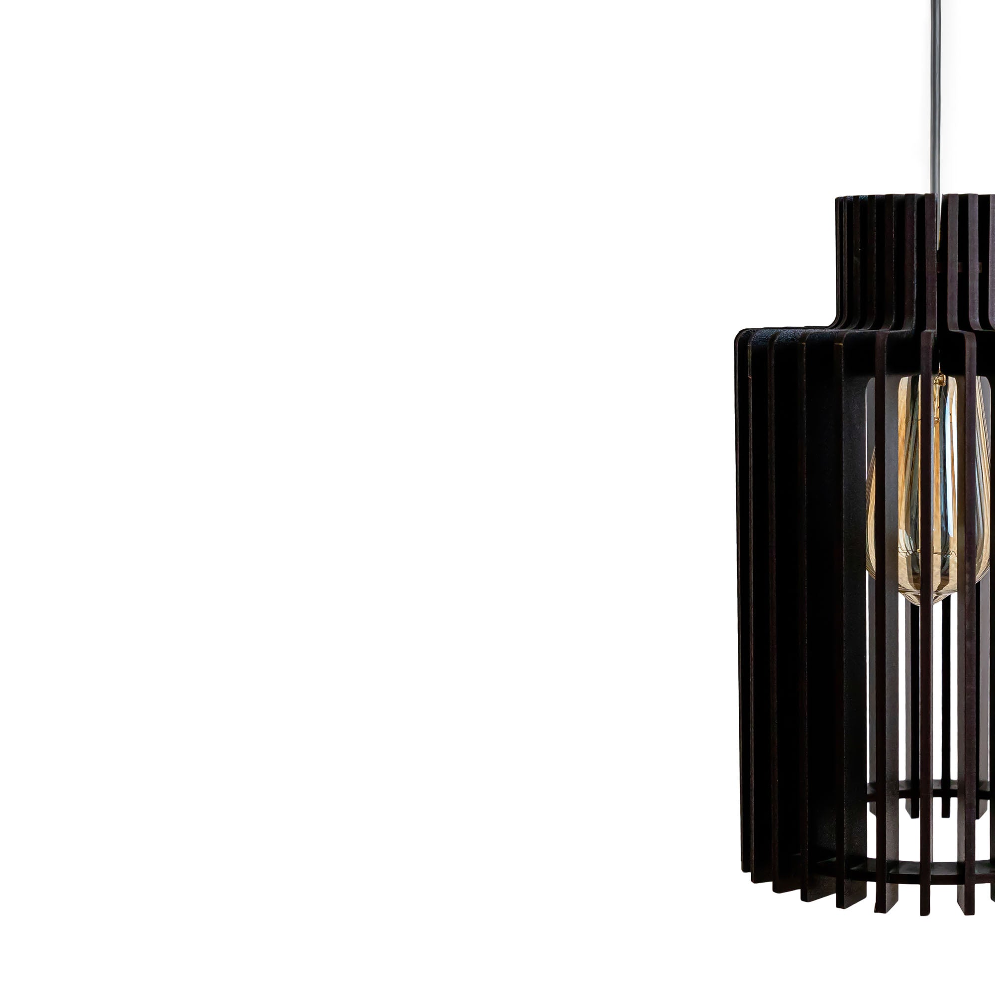 Caleb Black Wood Ceiling Lamp