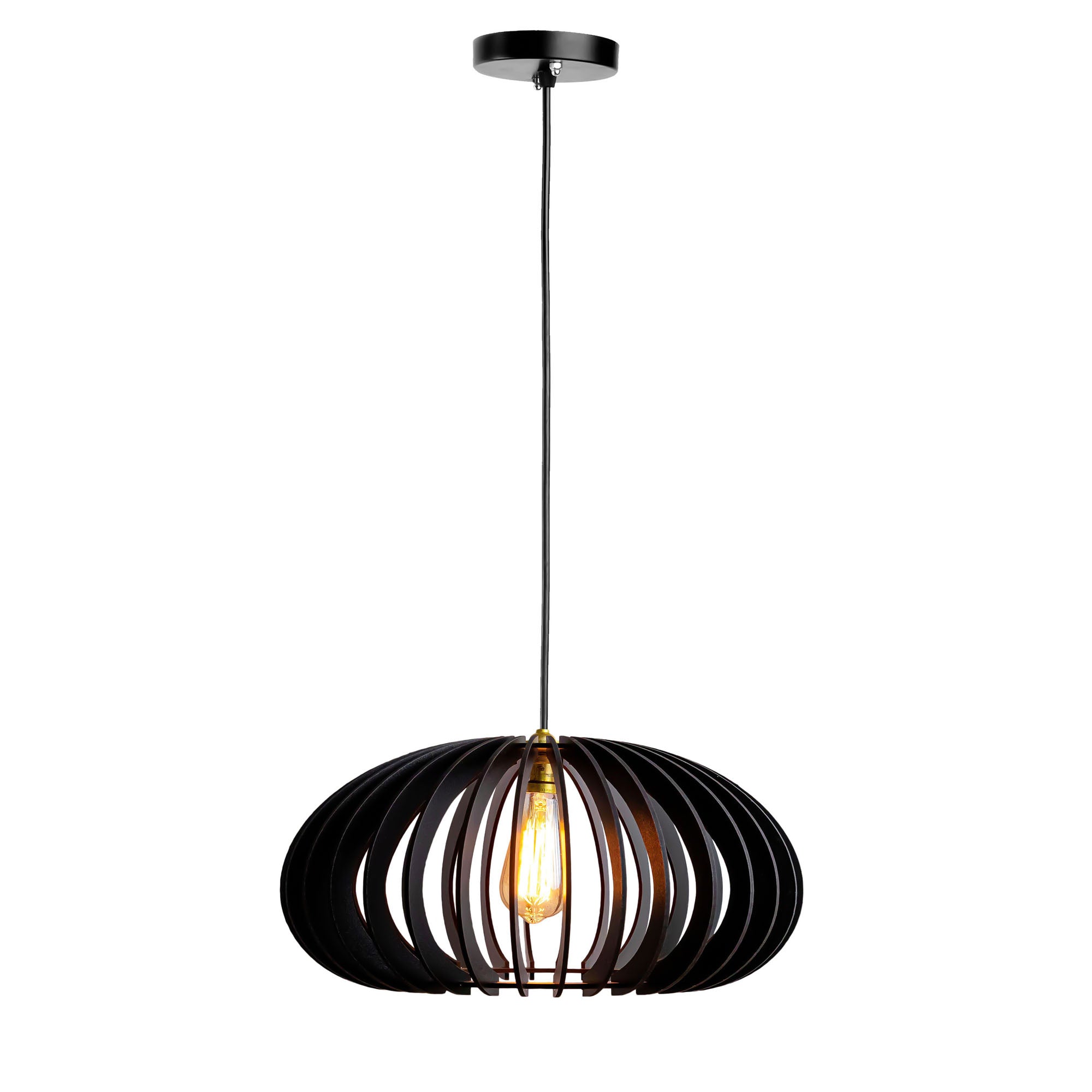 Cayla Black Wood Ceiling Lamp