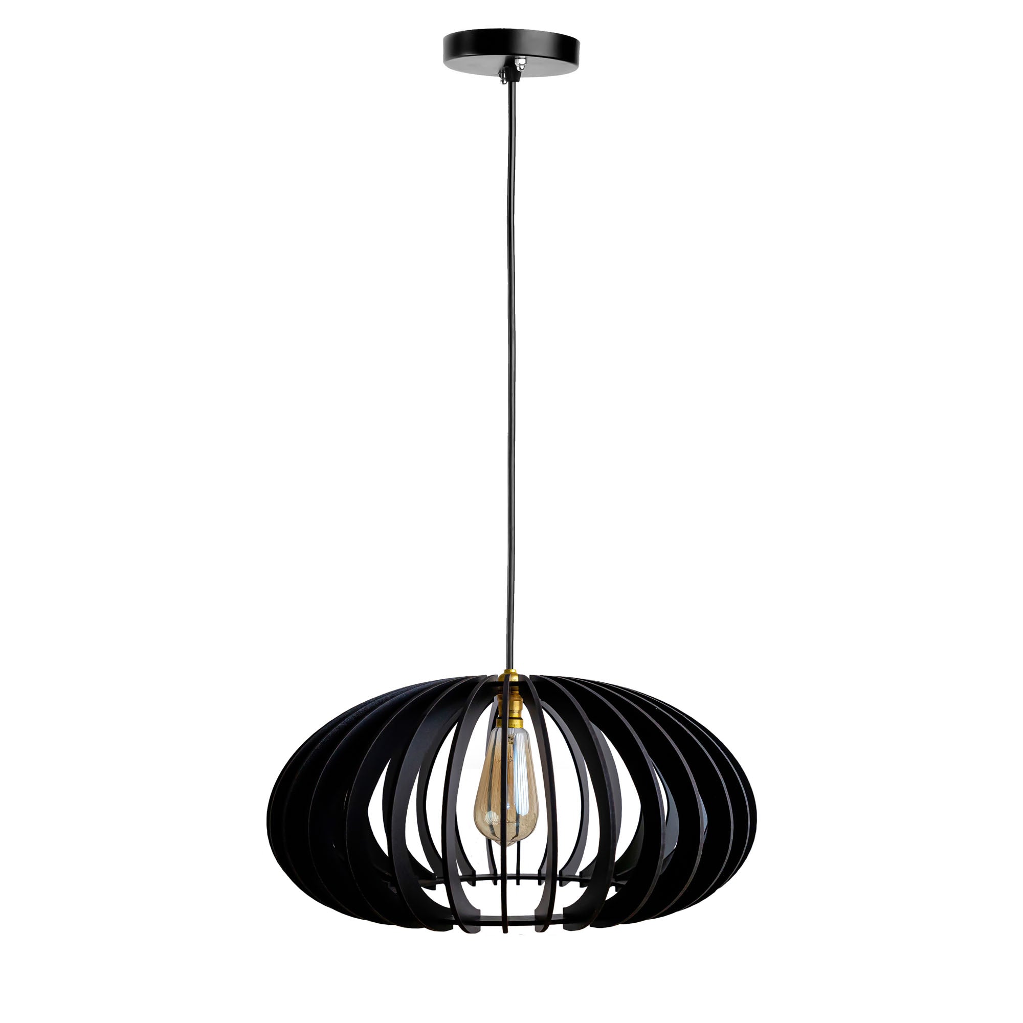 Cayla Black Wood Ceiling Lamp
