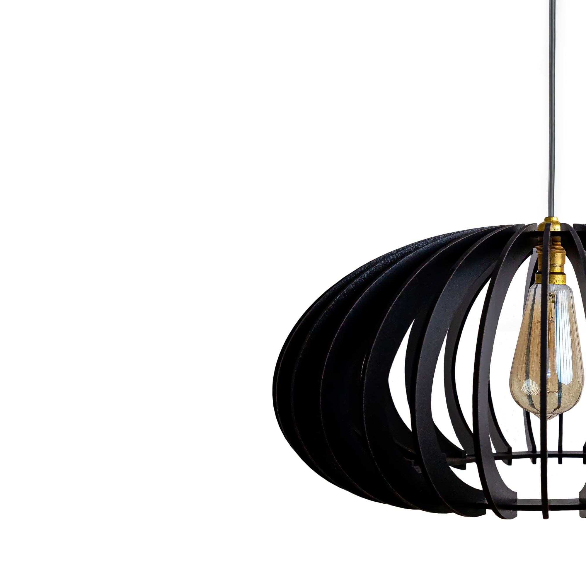 Cayla Black Wood Ceiling Lamp