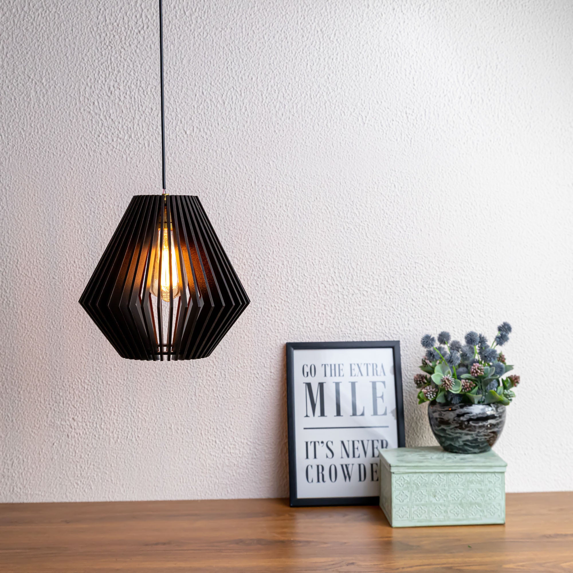 Canel Black Wood Ceiling Lamp