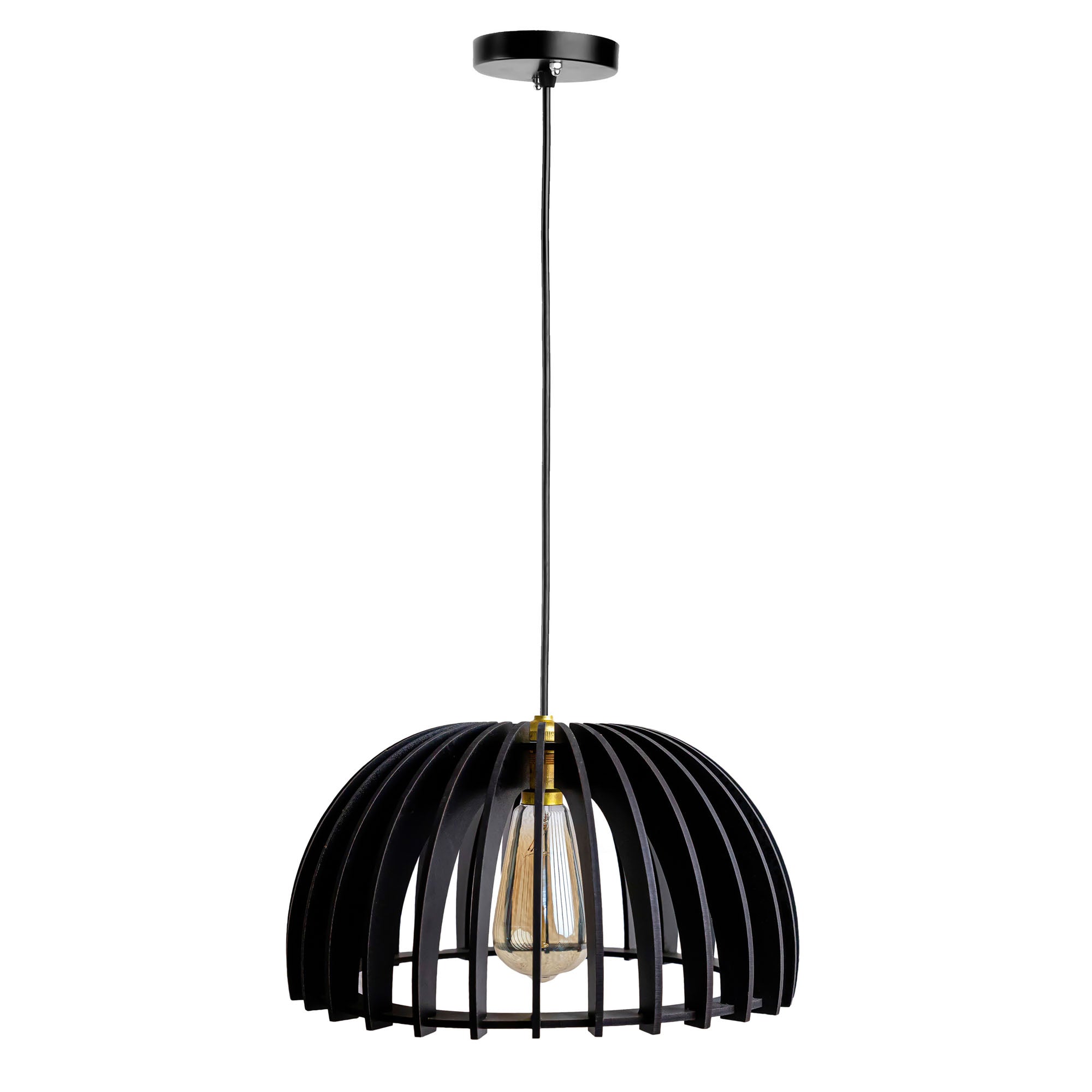 Canopy Black Wood Ceiling Lamp